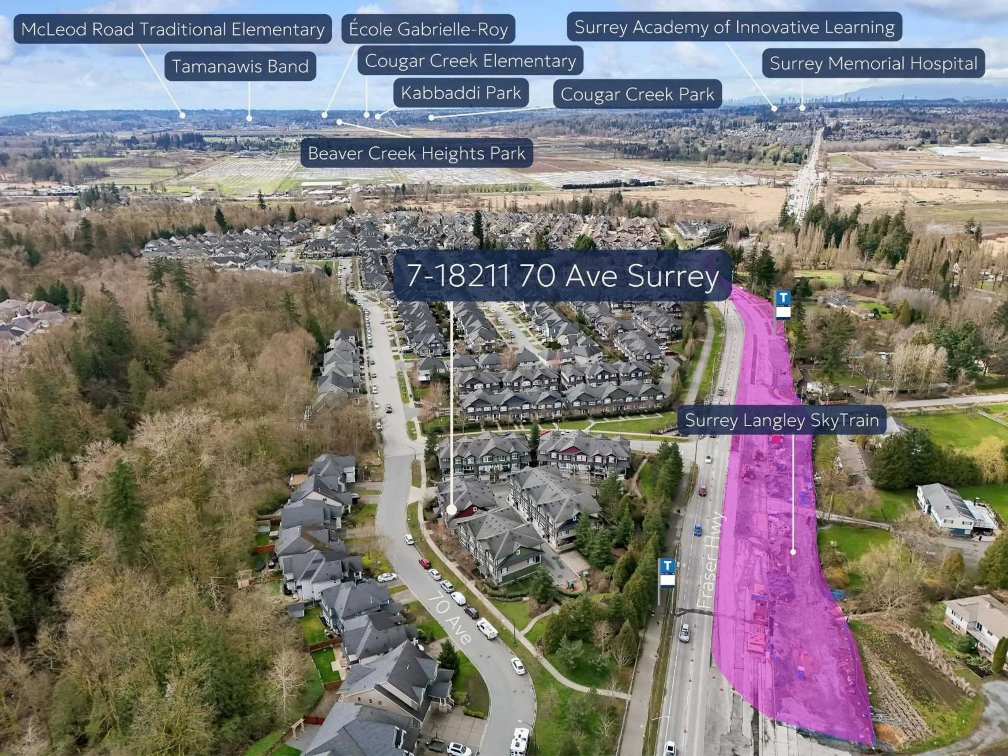 A pic from outside/outdoor area/front of a property/back of a property/a pic from drone, street for 7 - 18211 70 AVENUE, Surrey British Columbia V3S8K9