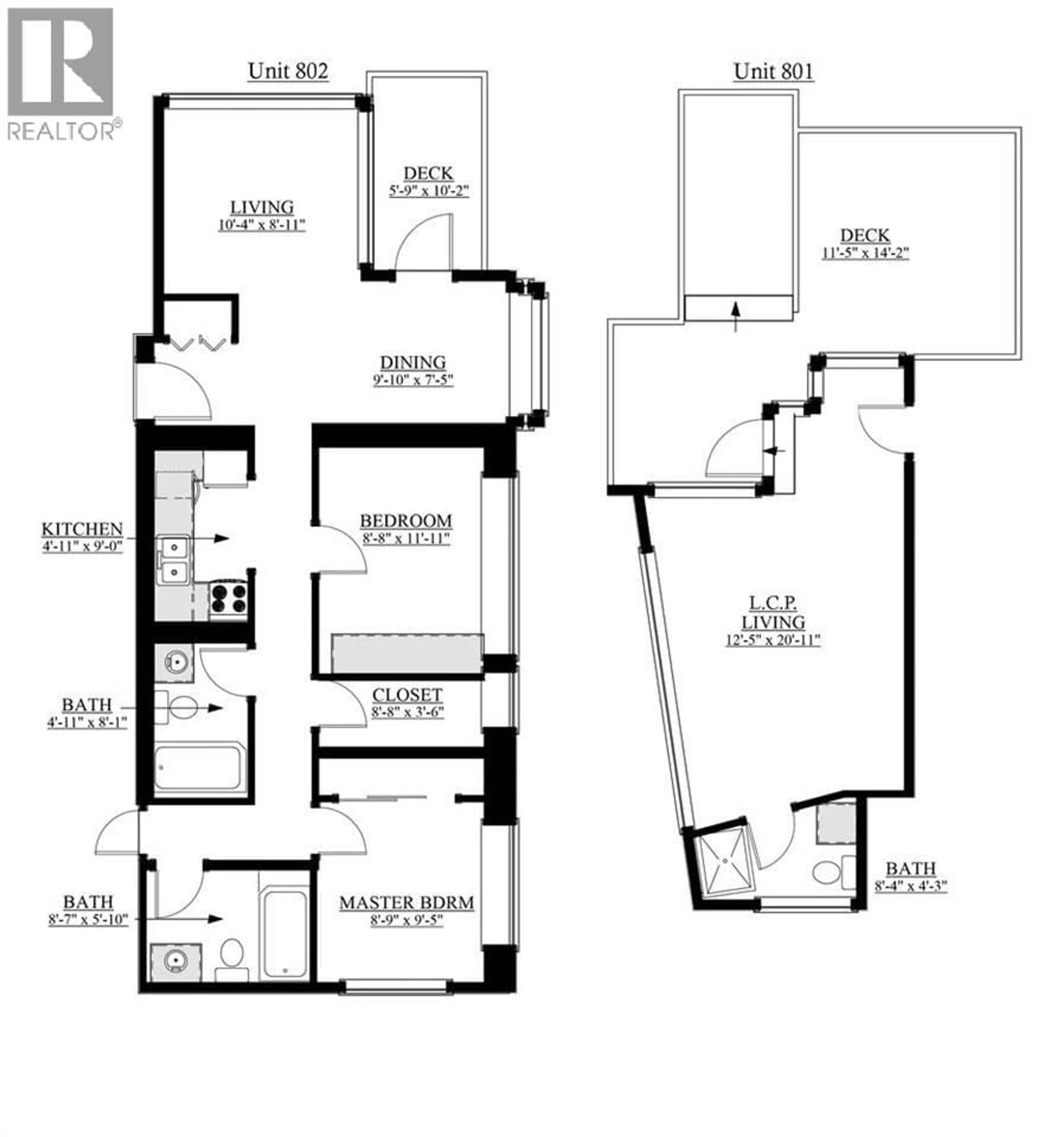 Floor plan for 802 - 1150 BUTE STREET, Vancouver British Columbia V6E1Z6