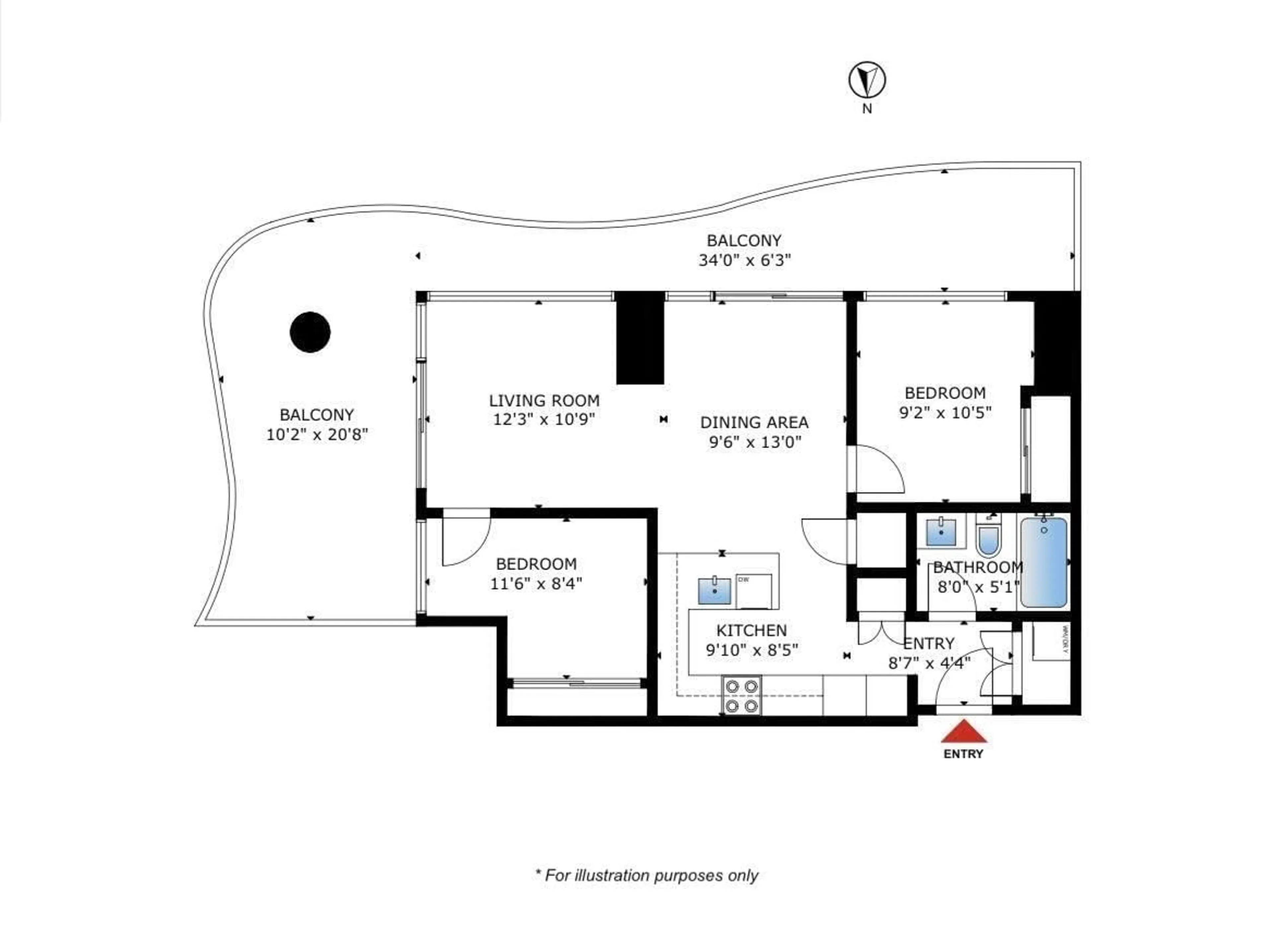 Floor plan for 2108 - 13318 104 AVENUE, Surrey British Columbia V3T0R2