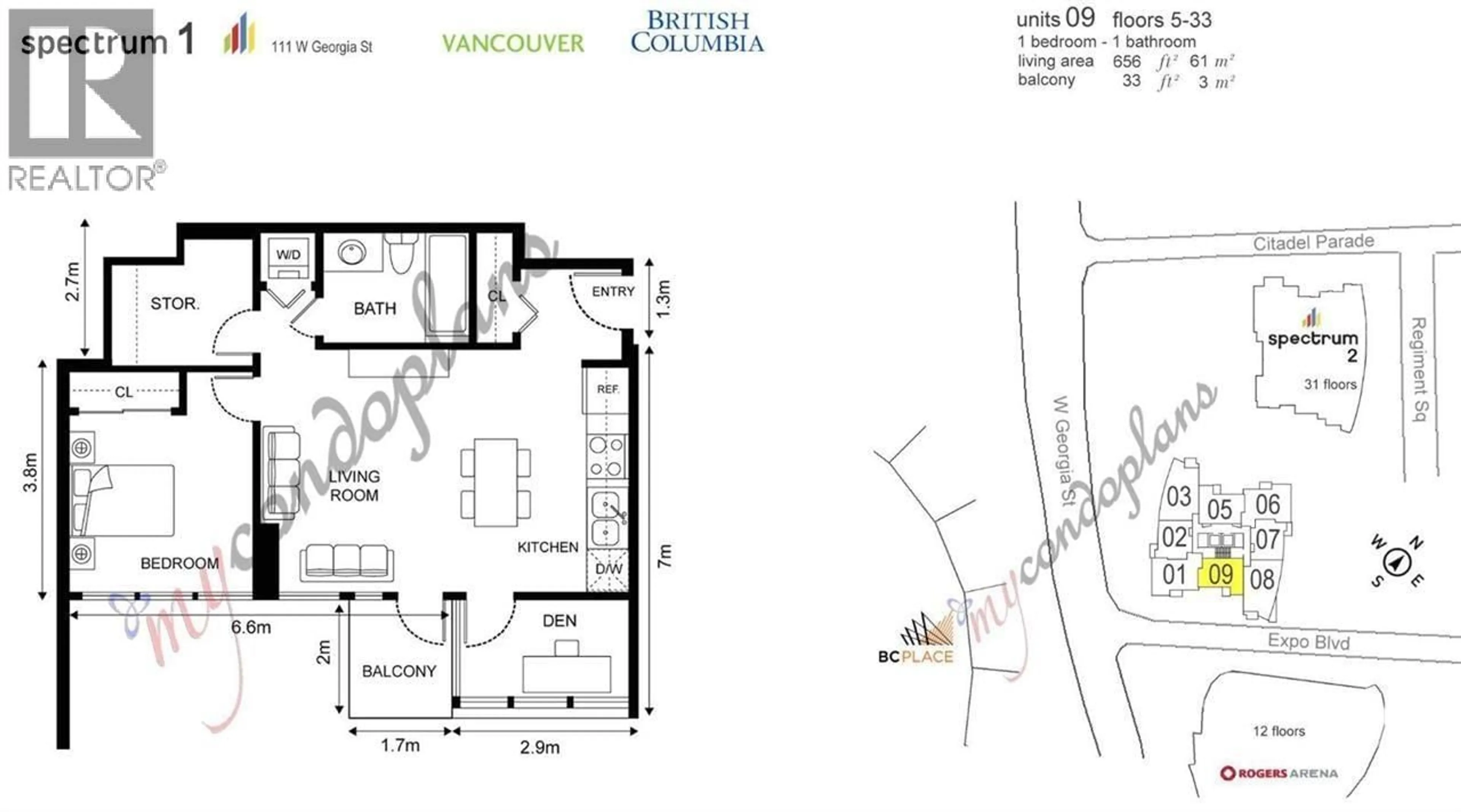 Floor plan for 1209 - 111 GEORGIA STREET, Vancouver British Columbia V6B1T8