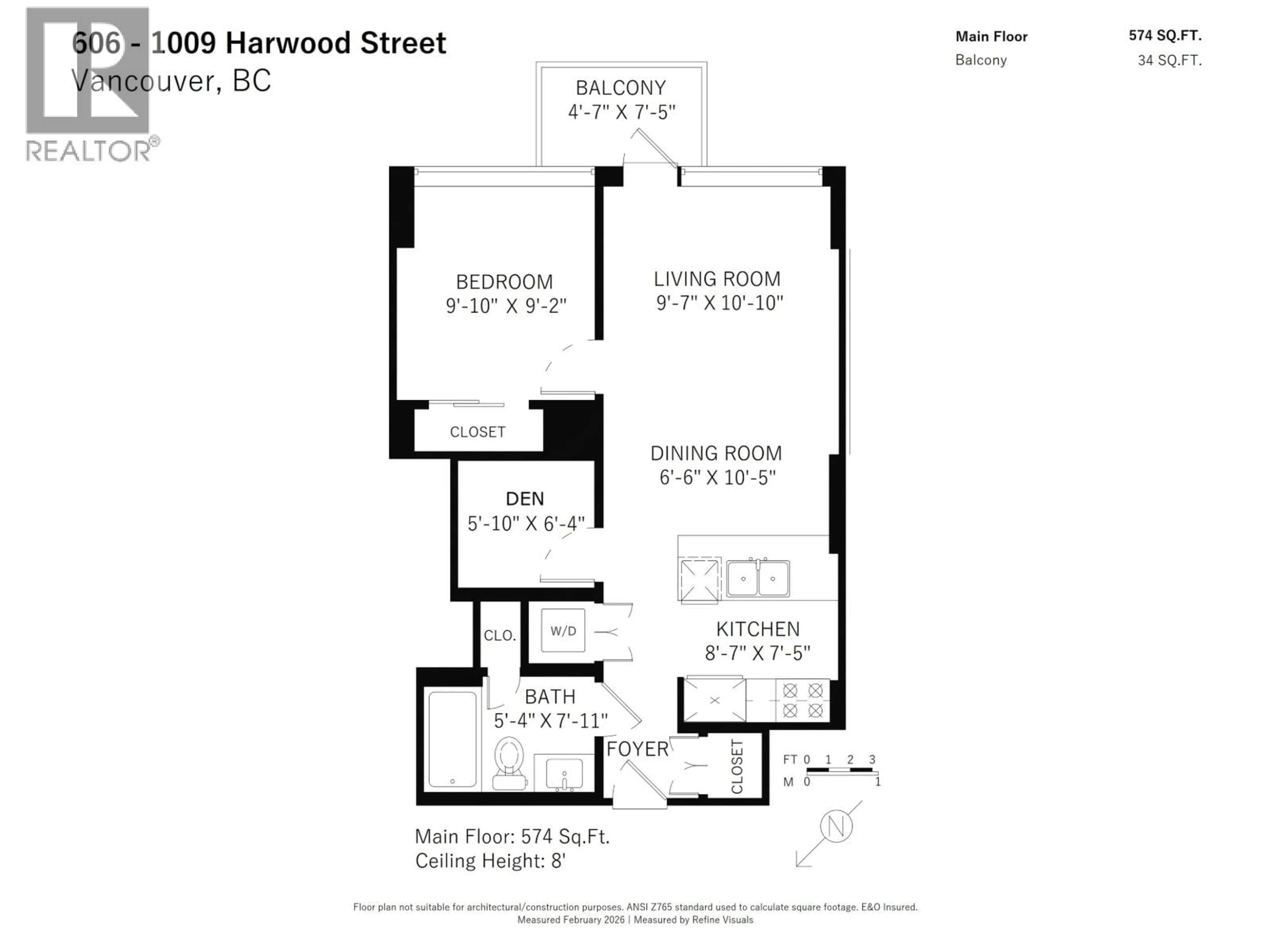 Floor plan for 606 - 1009 HARWOOD STREET, Vancouver British Columbia V6E0C2