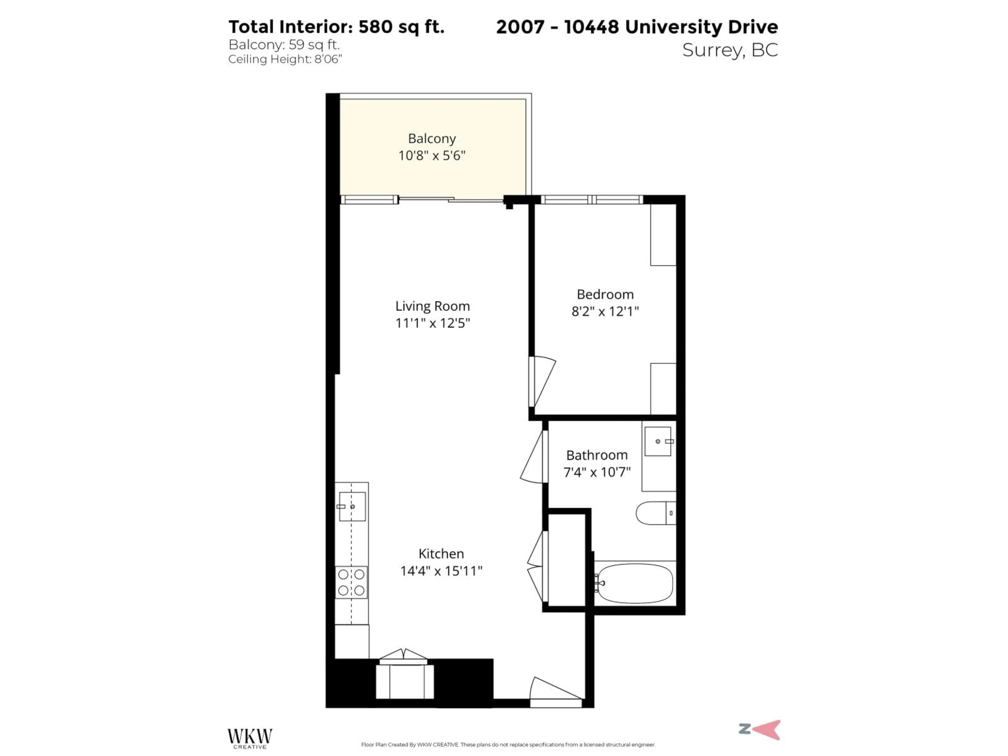 Floor plan for 2007 - 10448 UNIVERSITY DRIVE, Surrey British Columbia V3T0S7