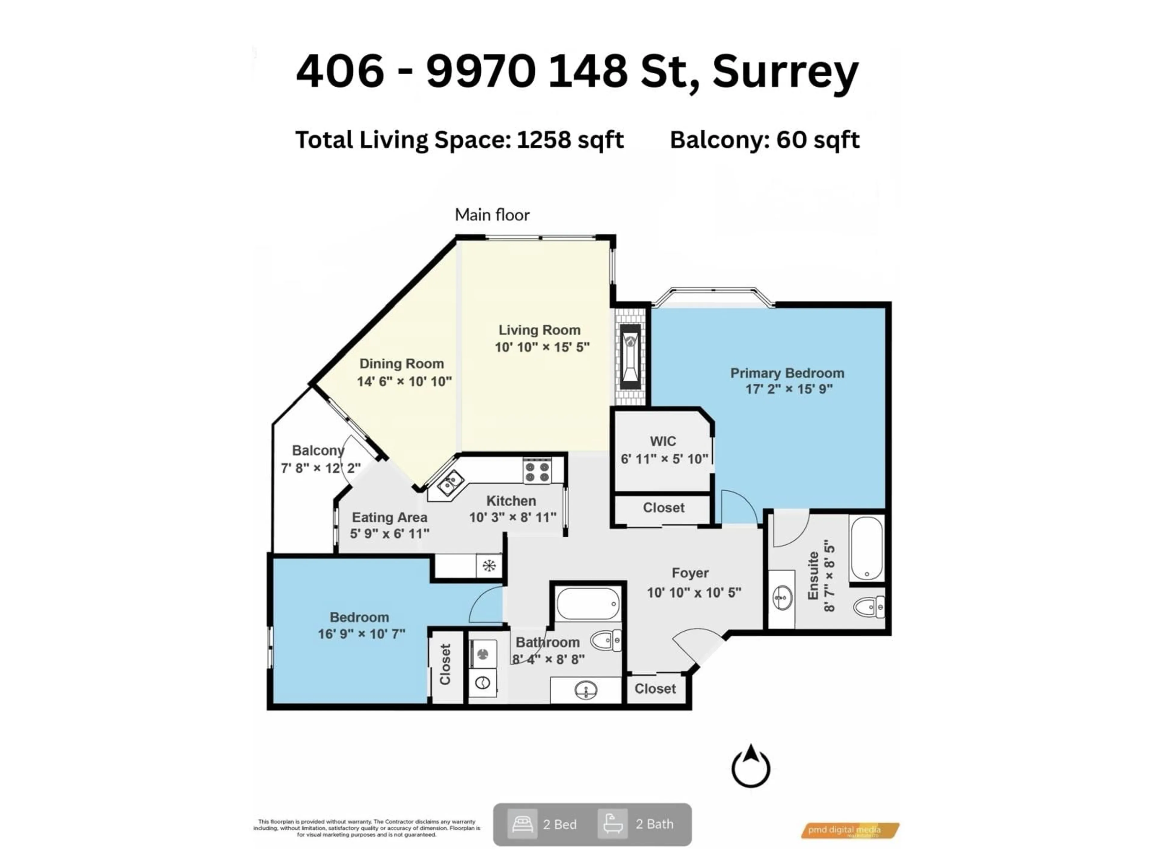 Floor plan for 406 - 9970 148 STREET, Surrey British Columbia V3R0P9