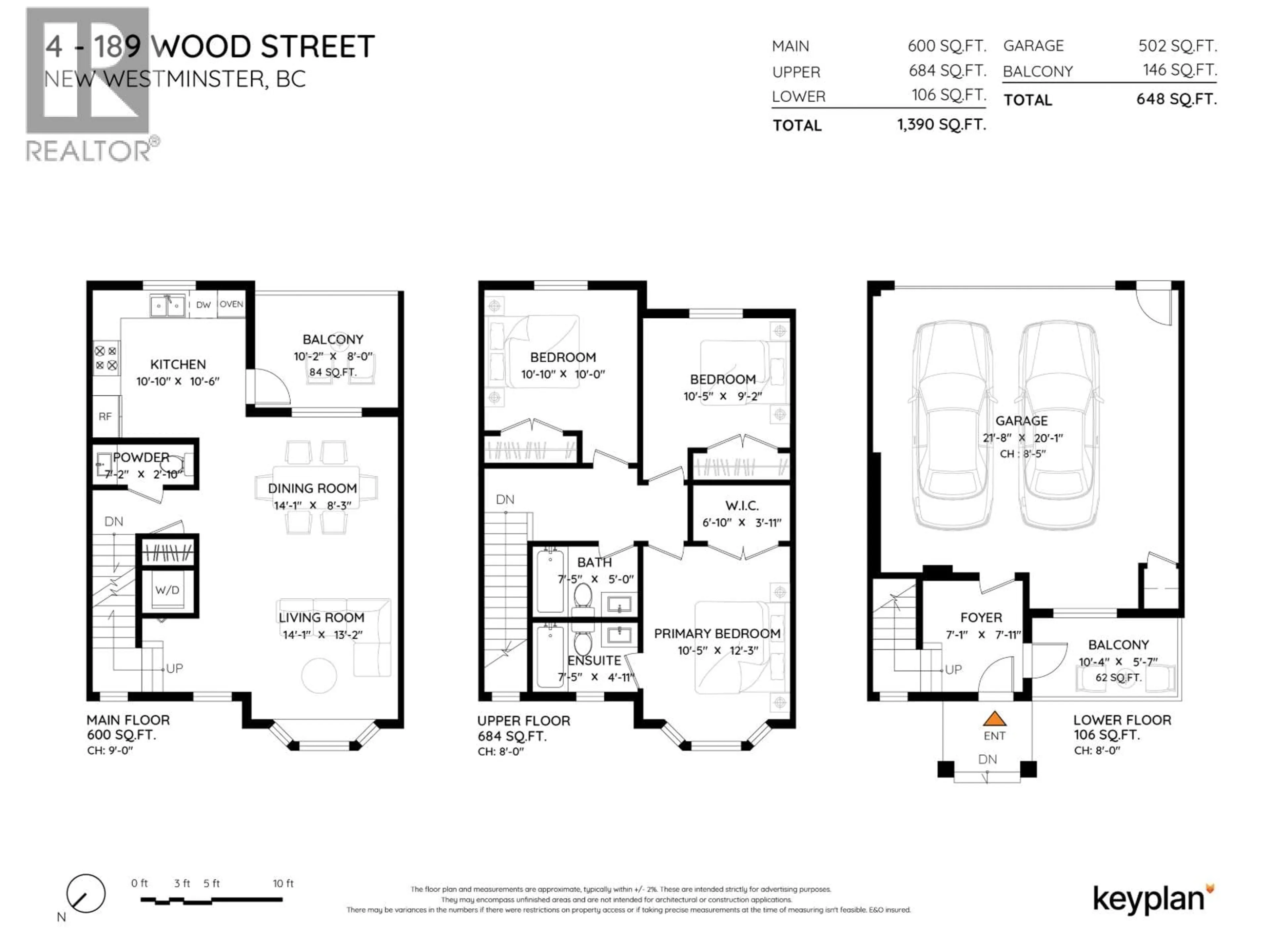 Floor plan for 4 - 189 WOOD STREET, New Westminster British Columbia V3M0L7