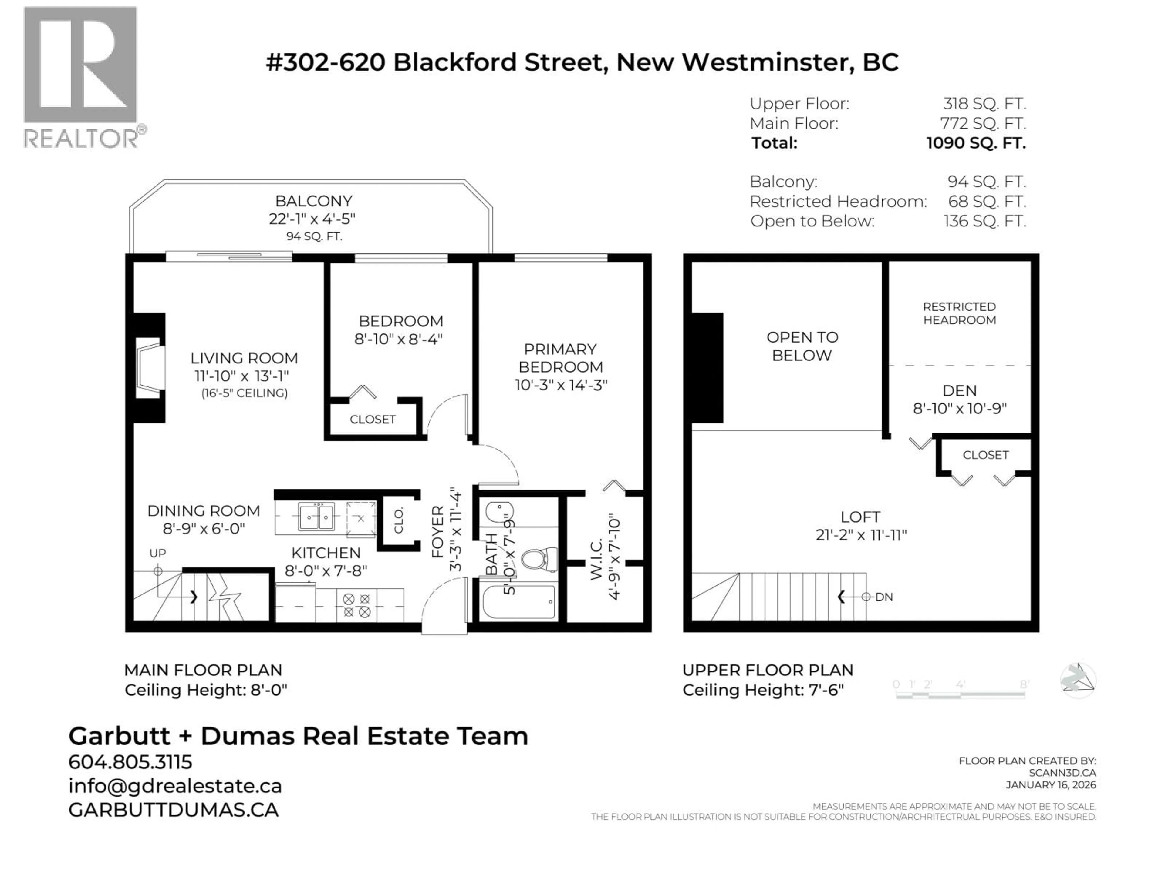 Floor plan for 302 - 620 BLACKFORD STREET, New Westminster British Columbia V3M1R6
