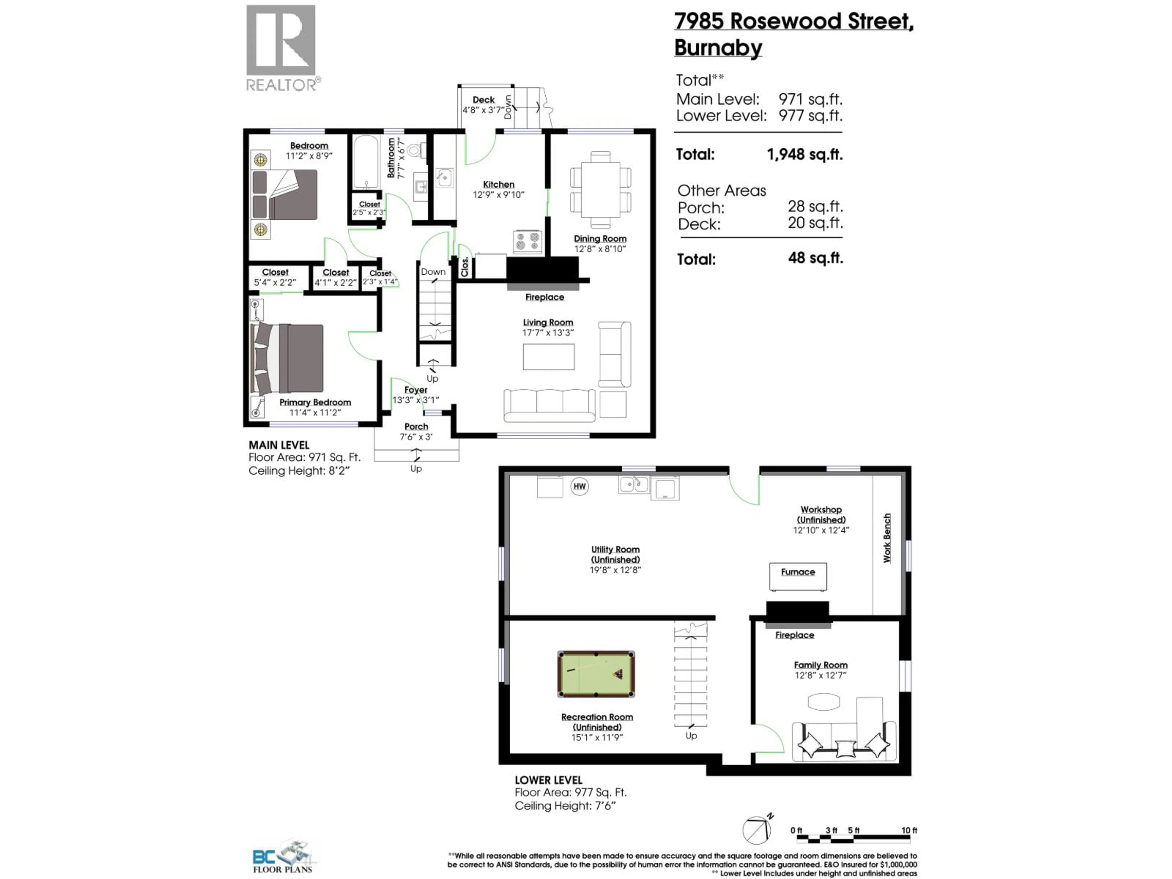 Floor plan for 7985 ROSEWOOD STREET, Burnaby British Columbia V5E2H4