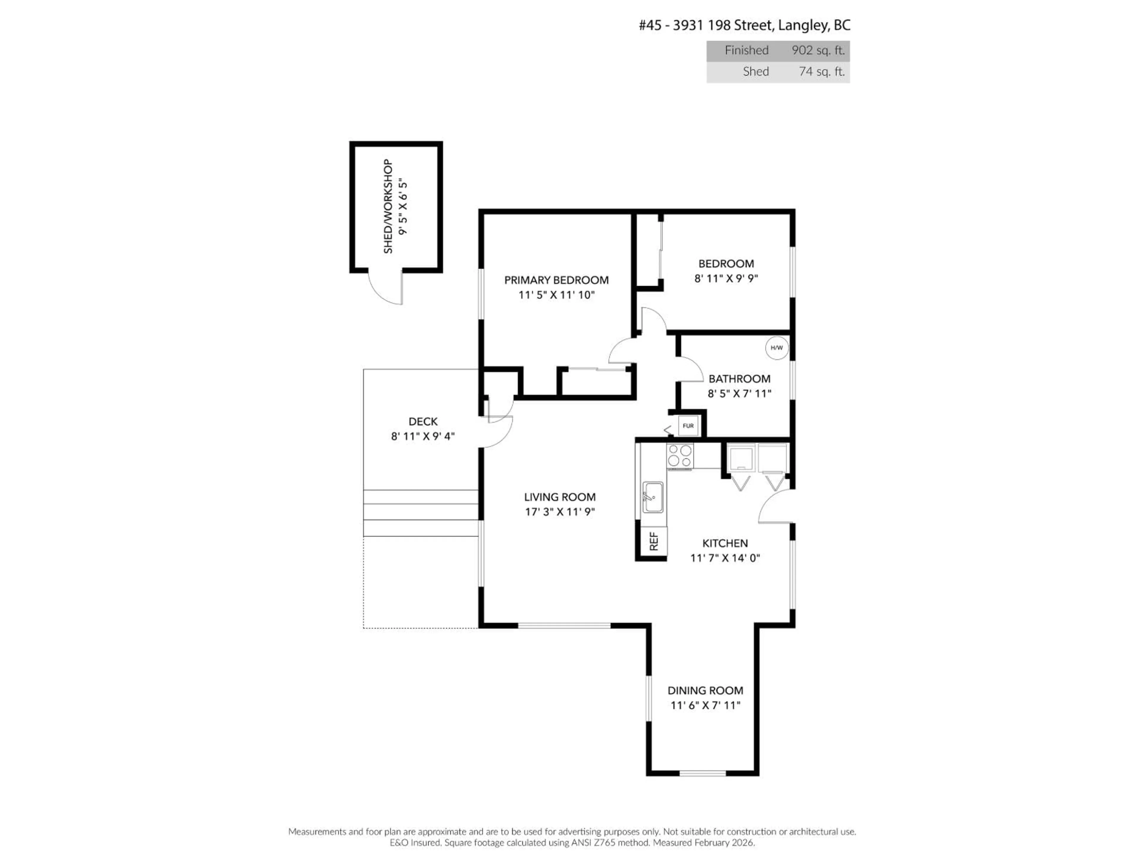 Floor plan for 45 - 3931 198 STREET, Langley British Columbia V3A1C9