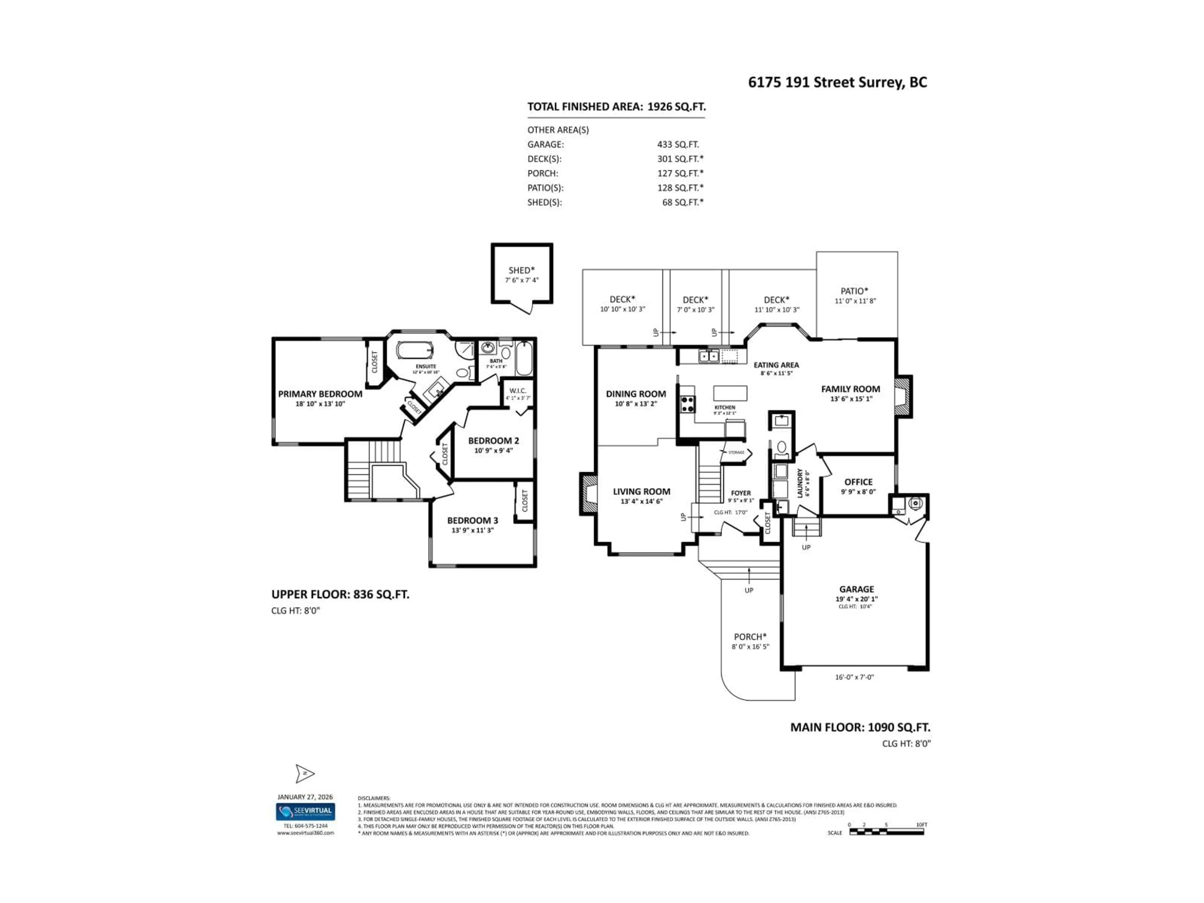 Floor plan for 6175 191 STREET, Surrey British Columbia V3S8C8