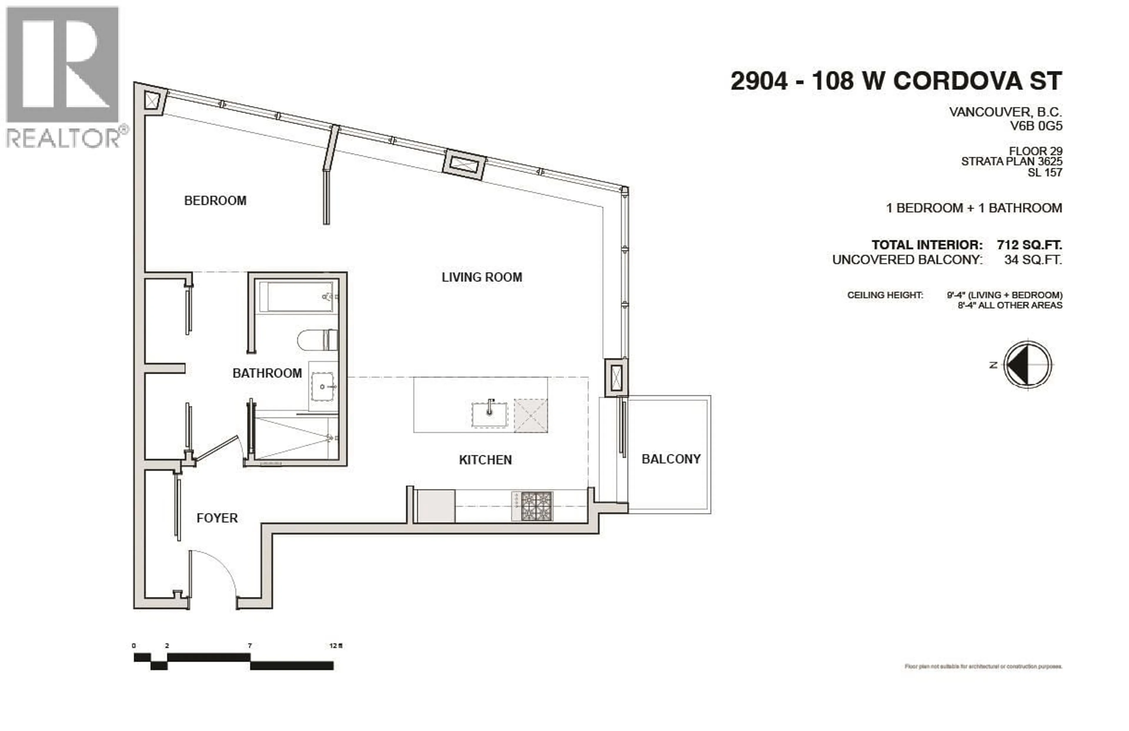 Floor plan for 2904 - 108 CORDOVA STREET, Vancouver British Columbia V6B0G5