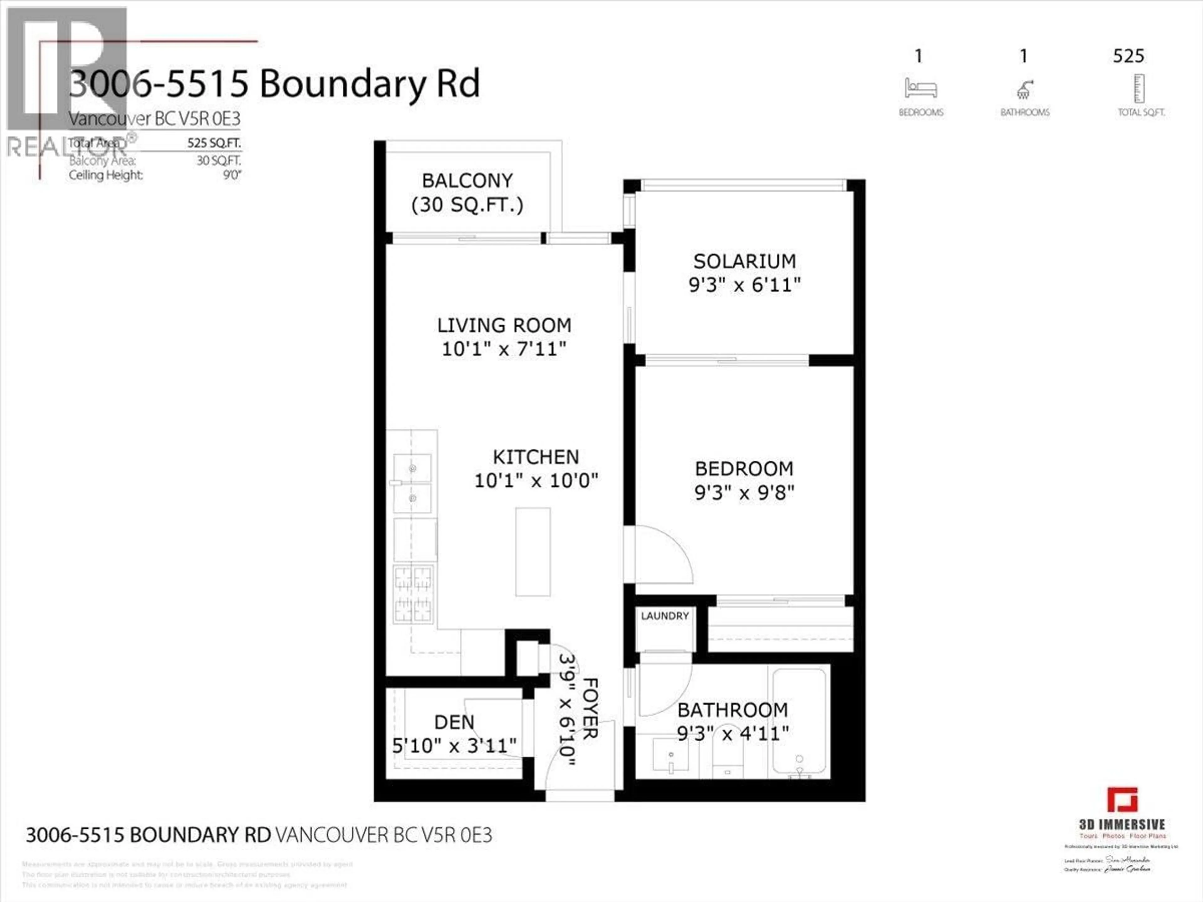 Floor plan for 3006 - 5515 BOUNDARY ROAD, Vancouver British Columbia V5R0E3