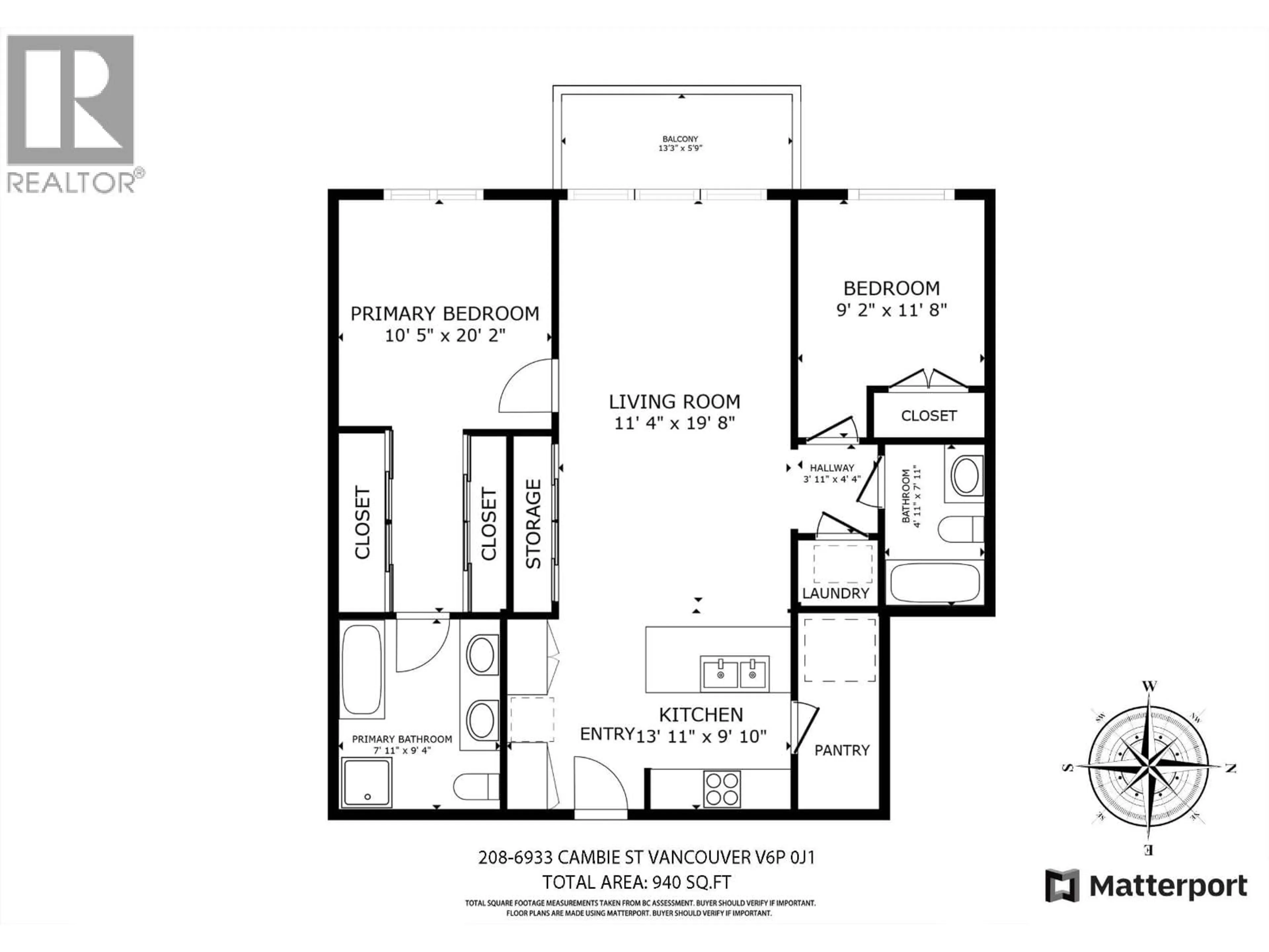 Floor plan for 208 - 6933 CAMBIE STREET, Vancouver British Columbia V6P0J1