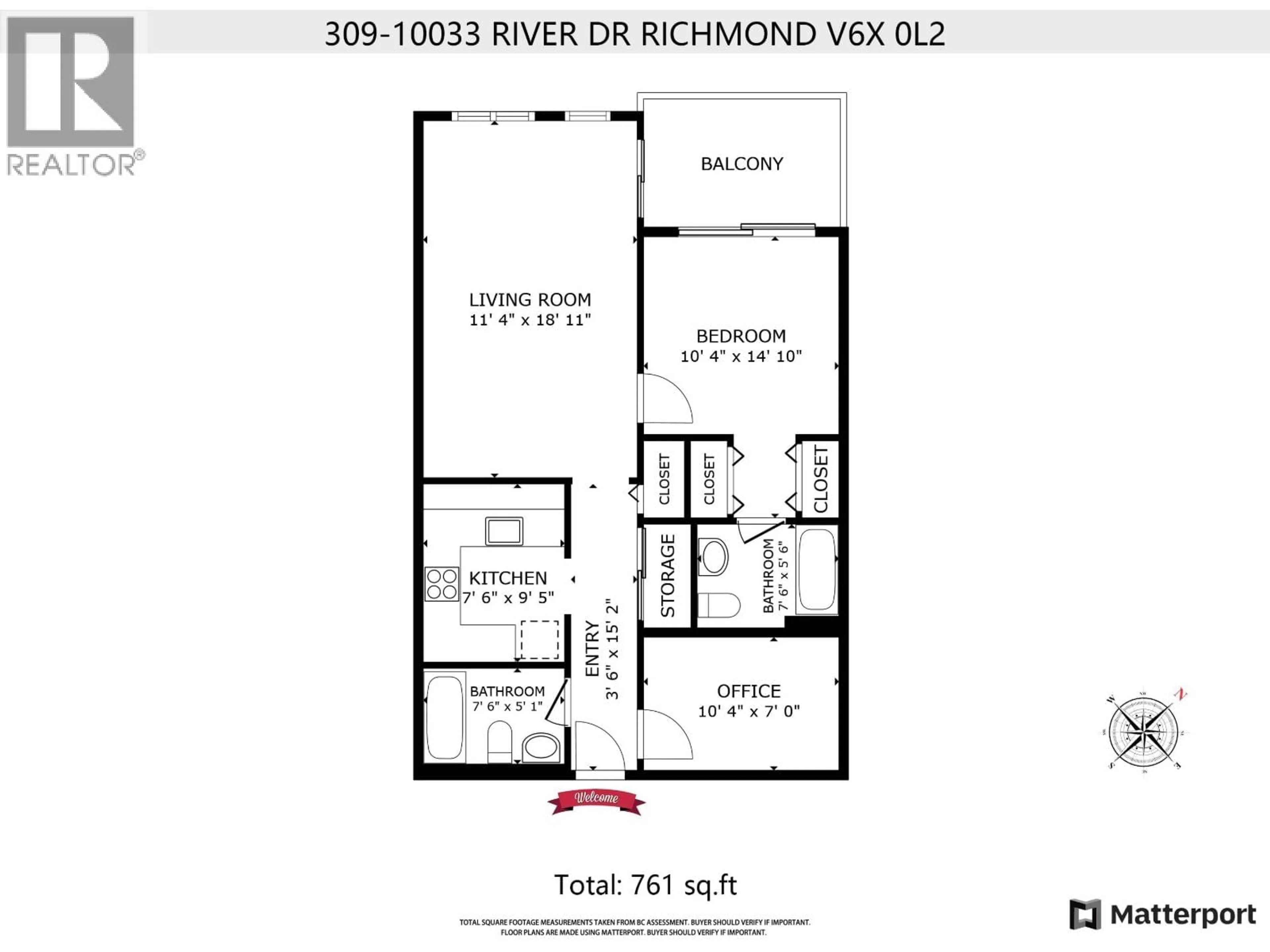 Floor plan for 309 - 10033 RIVER DRIVE, Richmond British Columbia V6X0L2