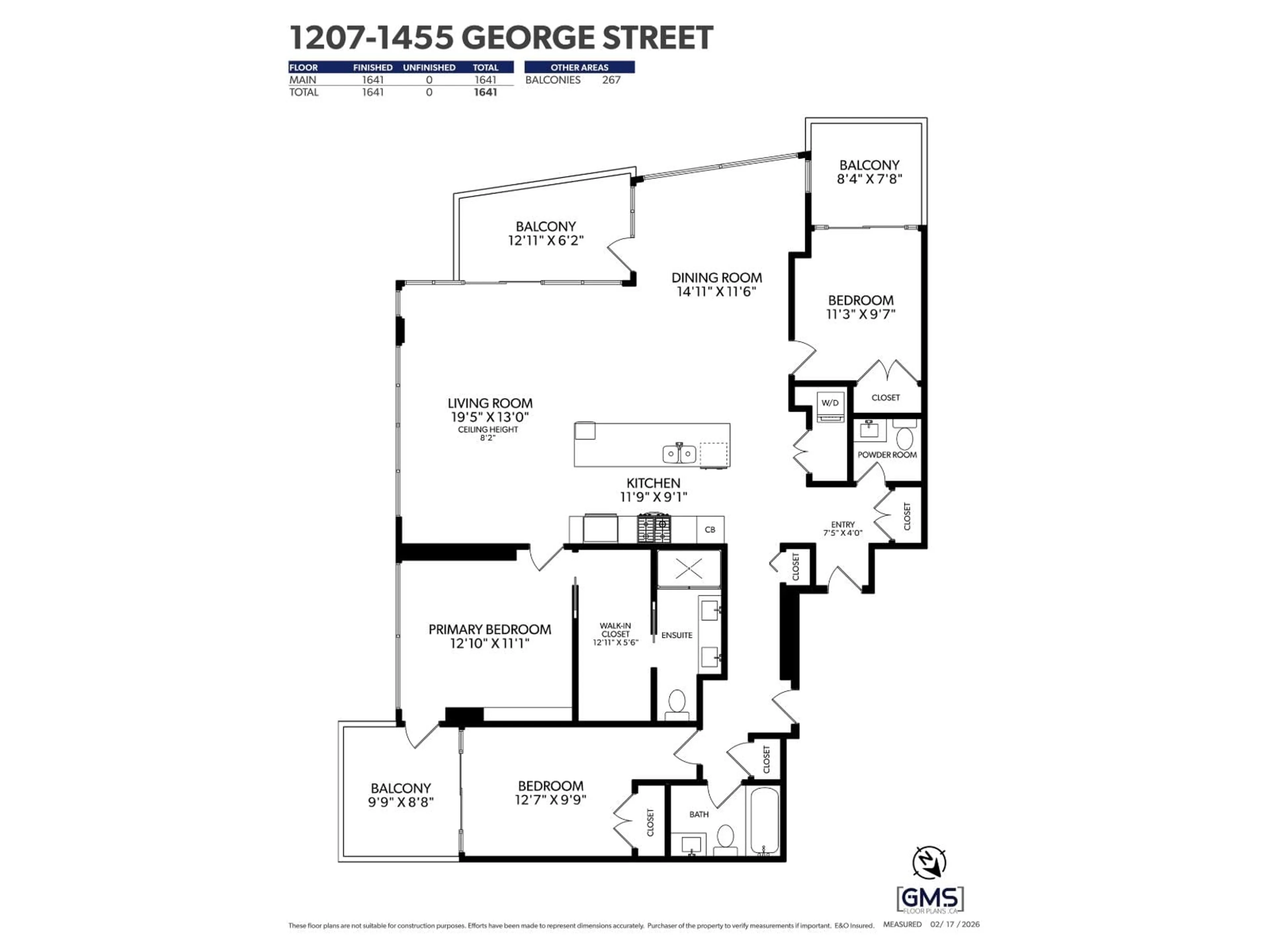 Floor plan for 1207 - 1455 GEORGE STREET, White Rock British Columbia V4B0A9