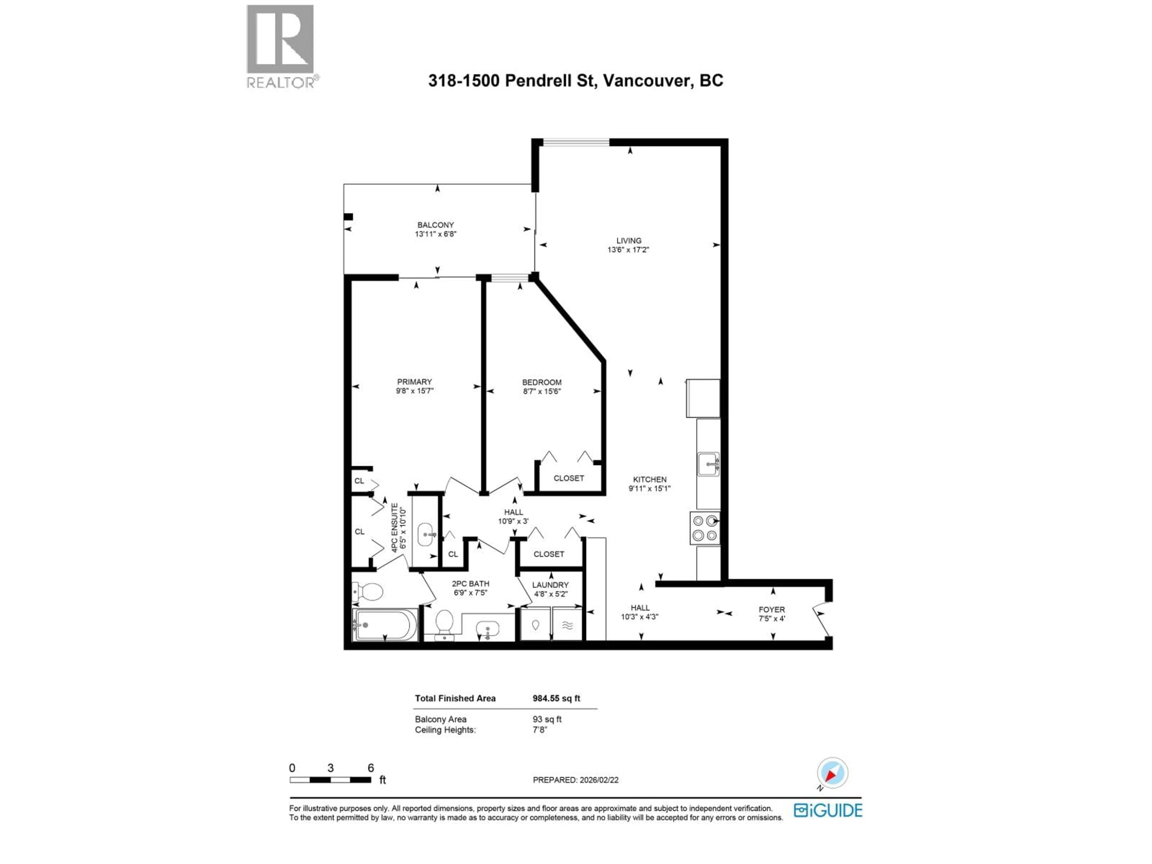Floor plan for 318 - 1500 PENDRELL STREET, Vancouver British Columbia V6G3A5
