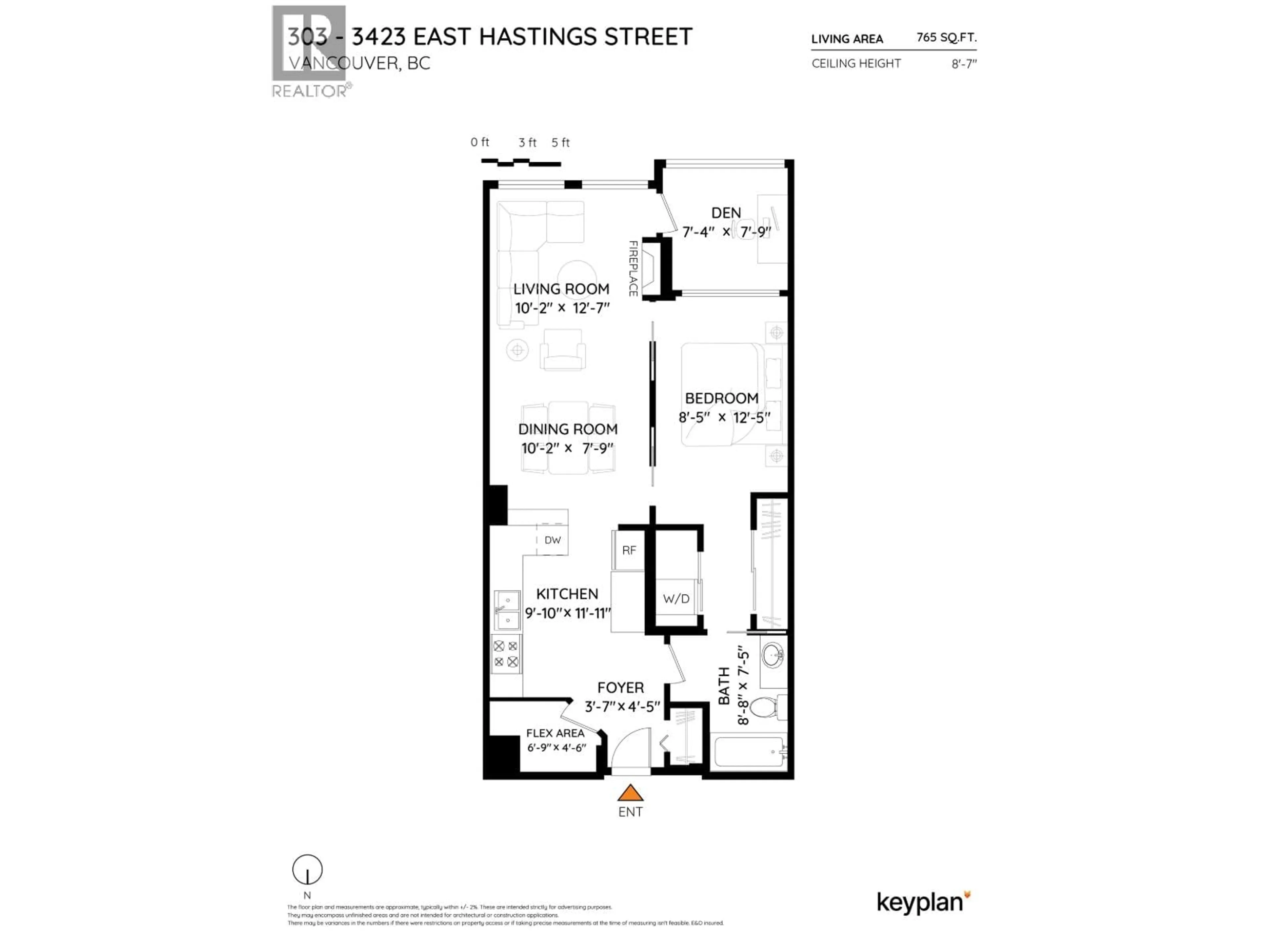 Floor plan for 303 - 3423 HASTINGS STREET, Vancouver British Columbia V5K2A5