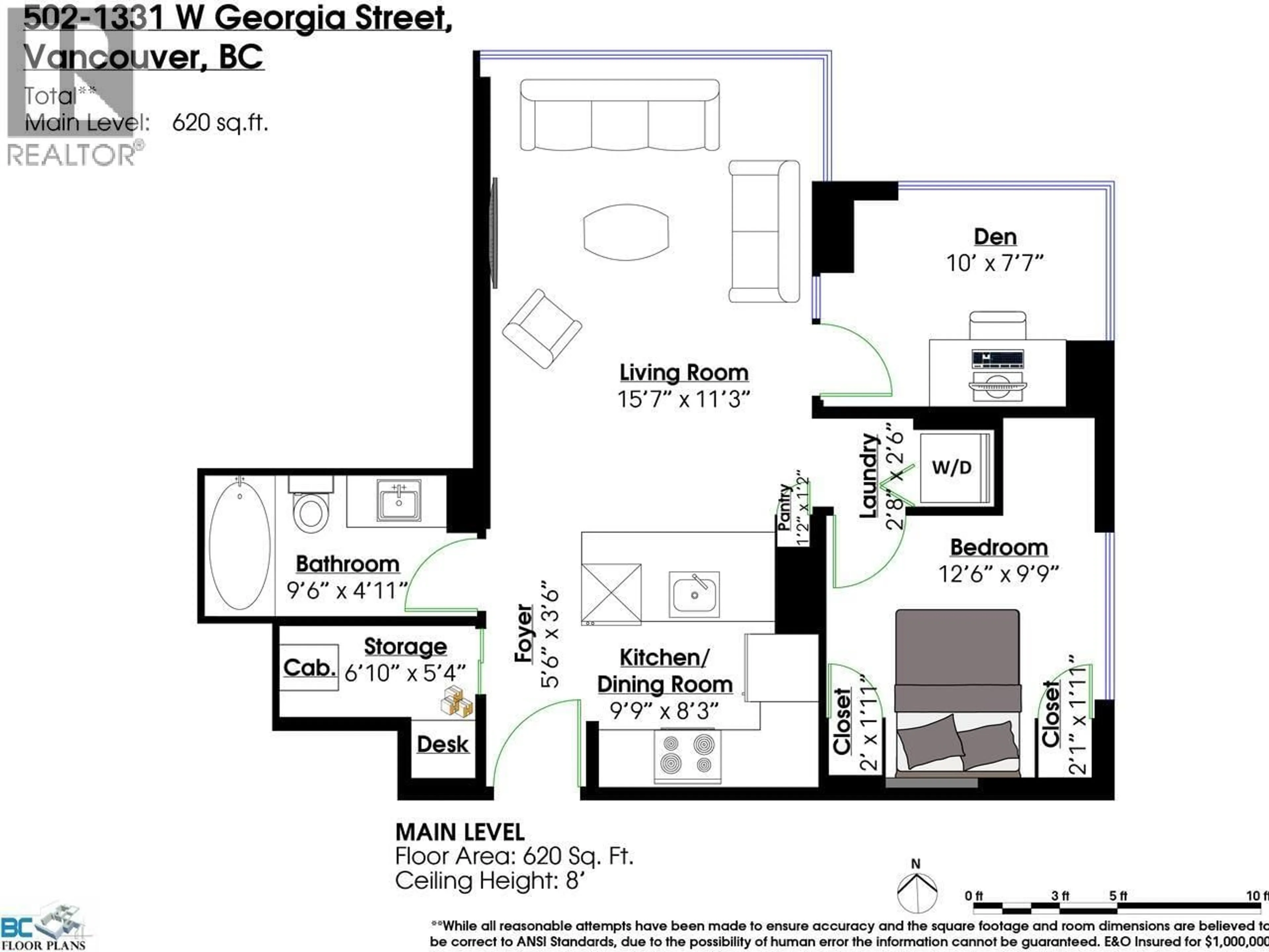 Floor plan for 502 - 1331 GEORGIA STREET, Vancouver British Columbia V6E4P1