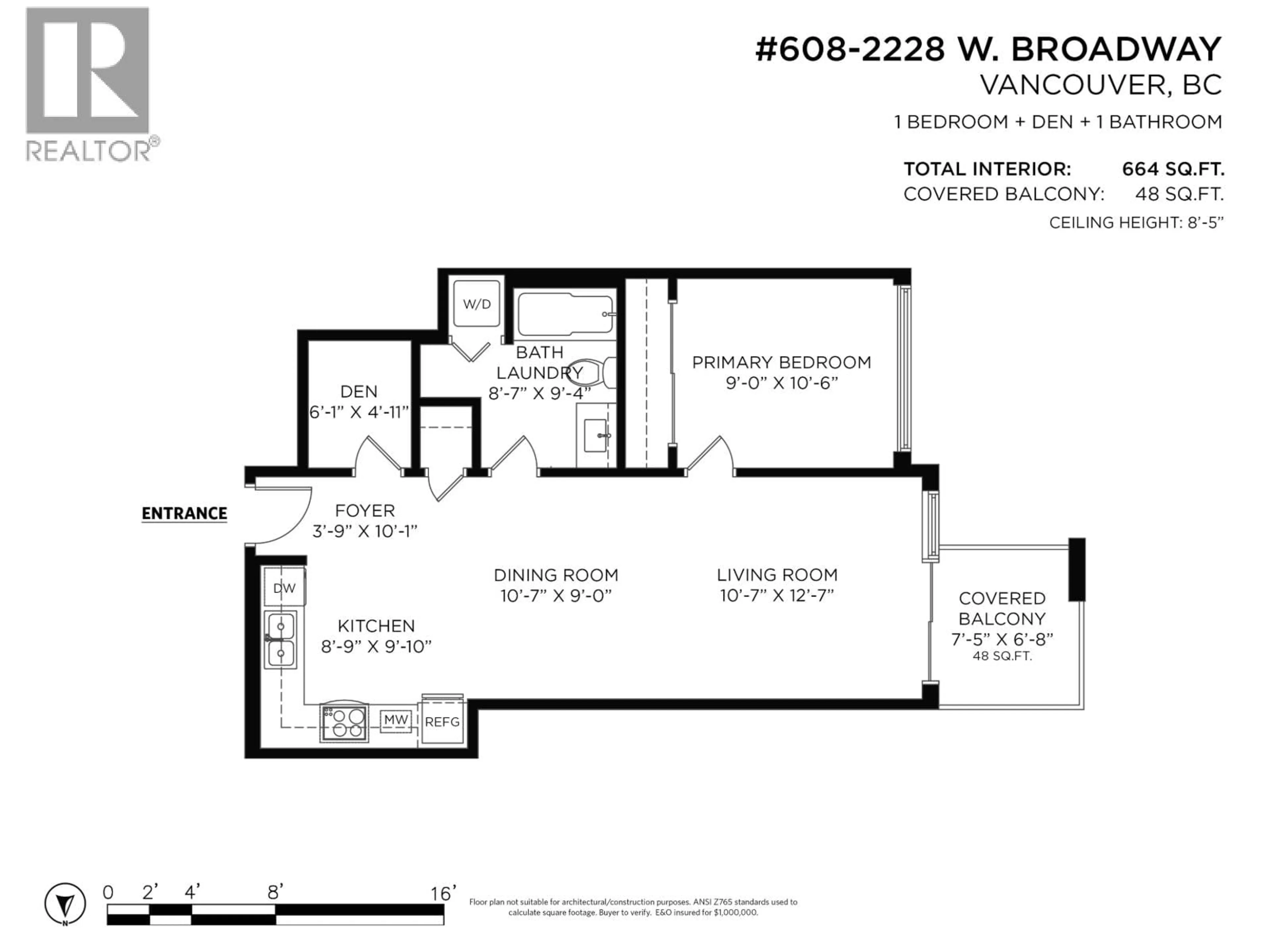 Floor plan for 608 - 2228 BROADWAY, Vancouver British Columbia V6K0B1