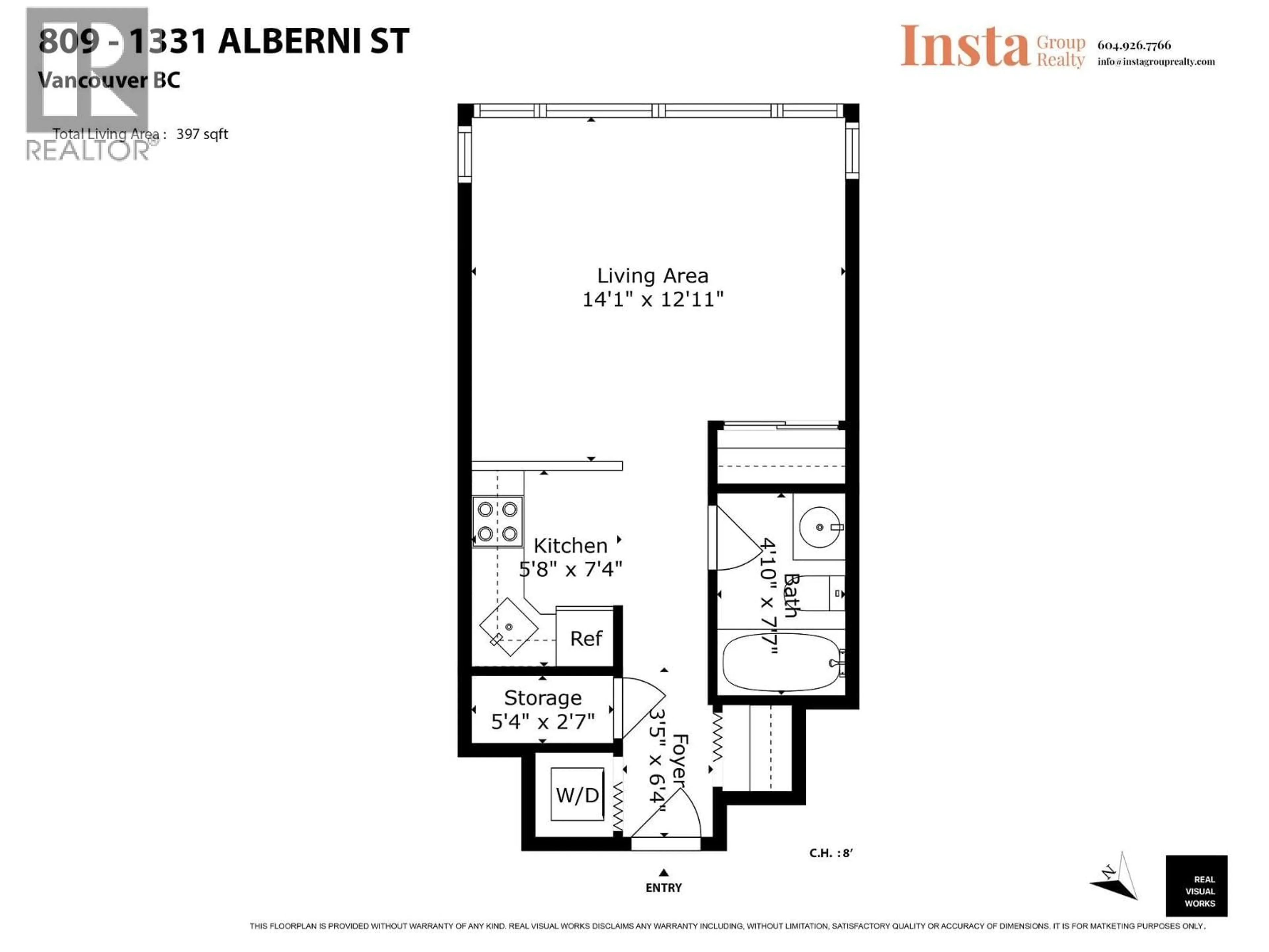 Floor plan for 809 - 1331 ALBERNI STREET, Vancouver British Columbia V6E4S1