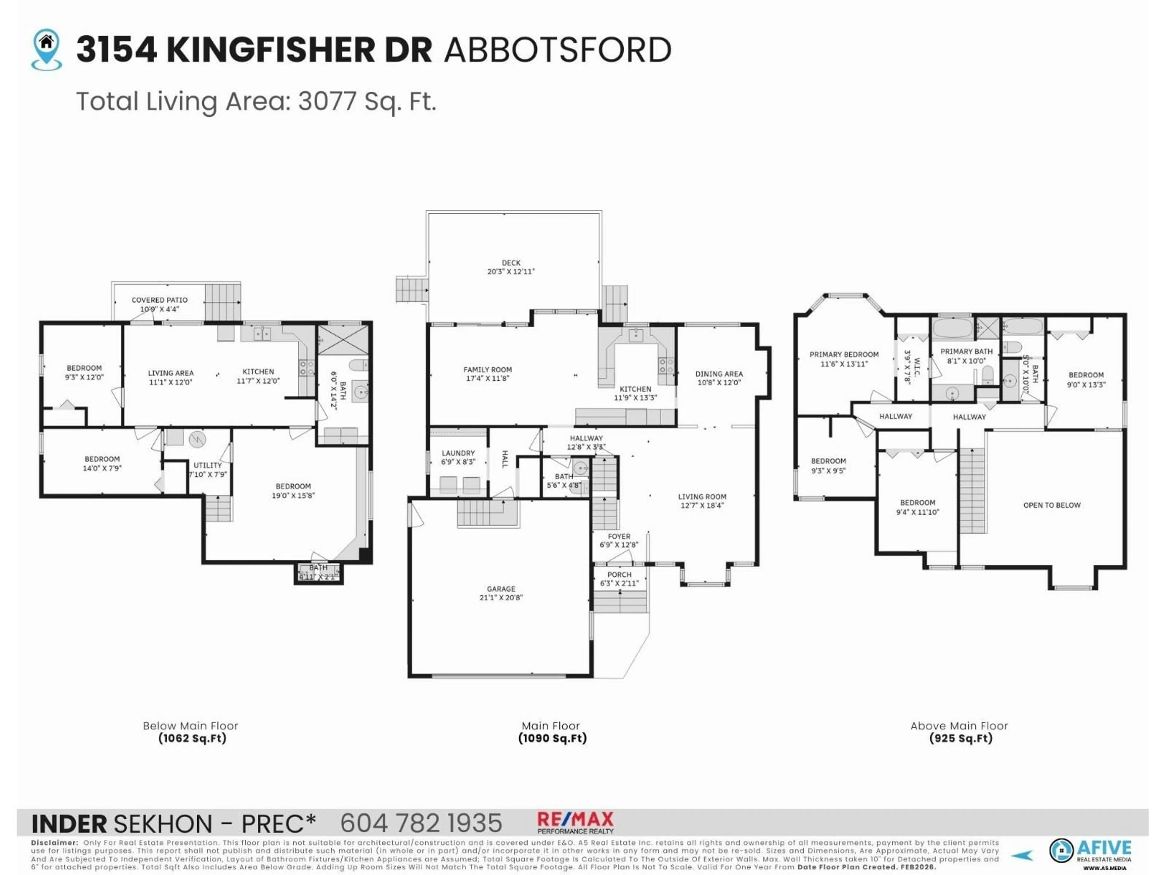 Floor plan for 3154 KINGFISHER DRIVE, Abbotsford British Columbia V2T5K5
