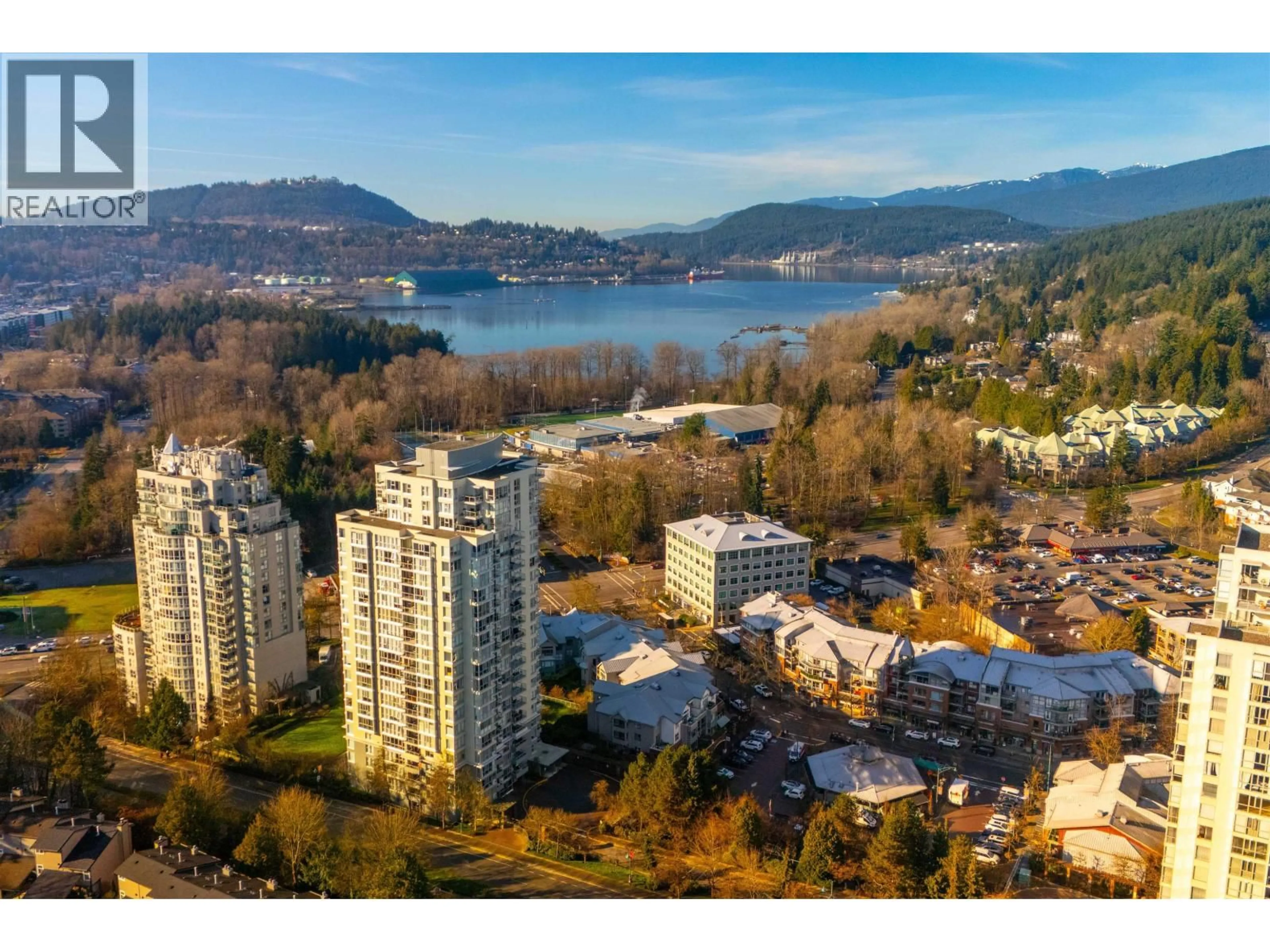 A pic from outside/outdoor area/front of a property/back of a property/a pic from drone, water/lake/river/ocean view for 1104 - 235 GUILDFORD WAY, Port Moody British Columbia V3H5L8