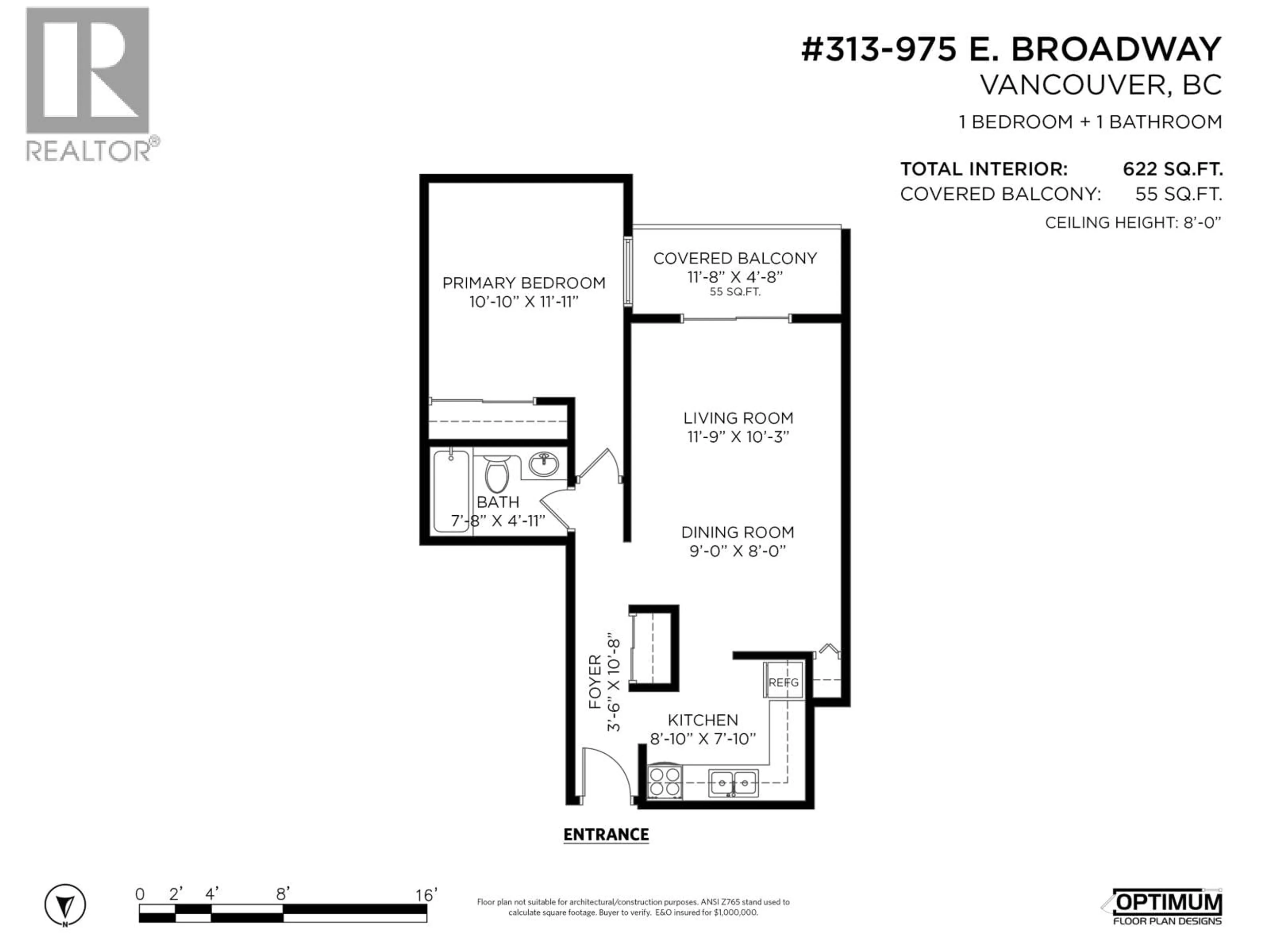 Floor plan for 313 - 975 BROADWAY, Vancouver British Columbia V5T1Y3