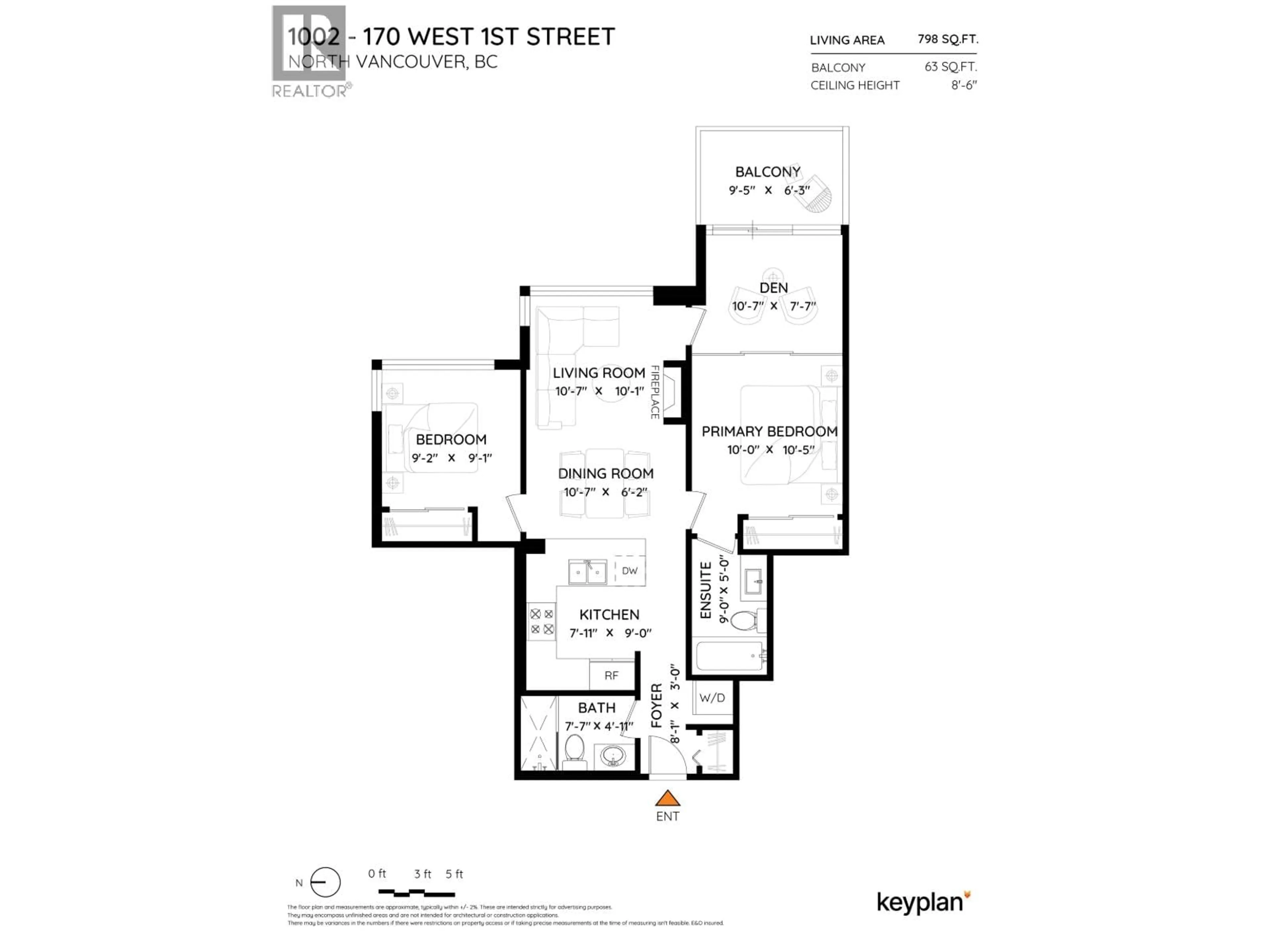 Floor plan for 1002 - 170 1ST STREET, North Vancouver British Columbia V7M3P2