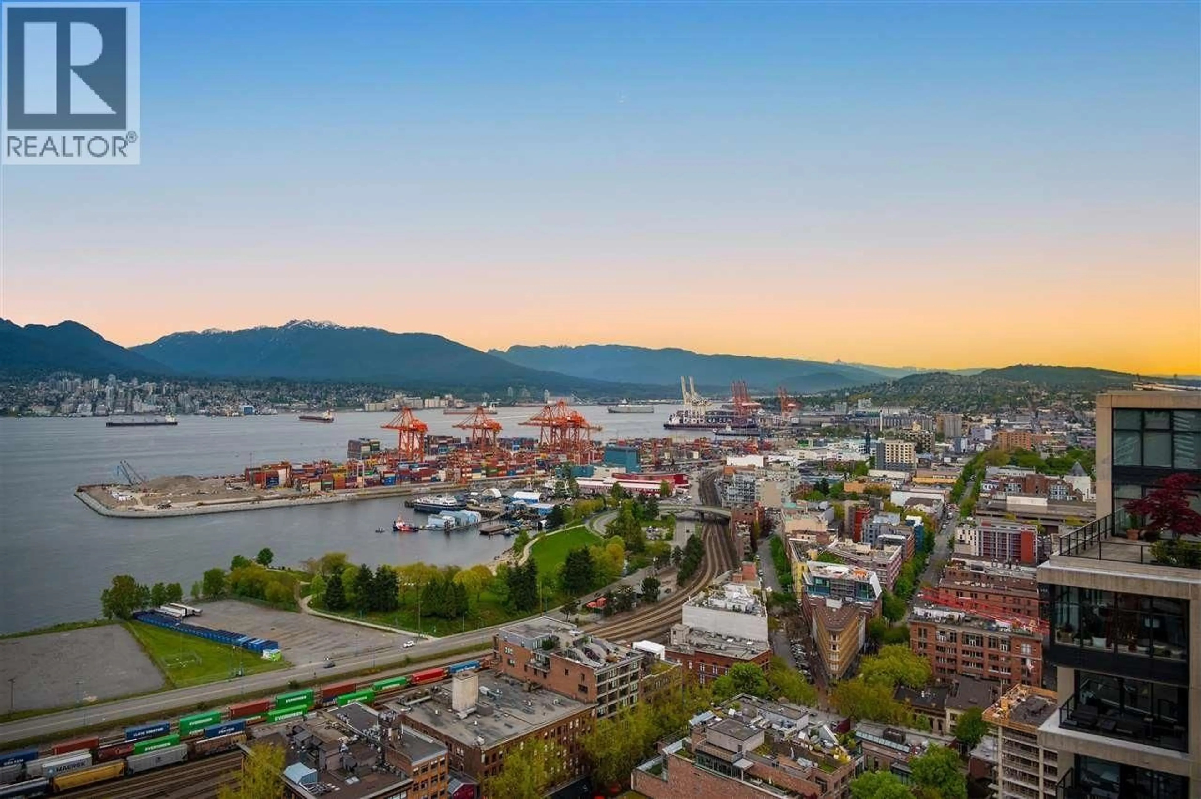 A pic from outside/outdoor area/front of a property/back of a property/a pic from drone, mountain view for 3304 - 128 CORDOVA STREET, Vancouver British Columbia V6B0E6