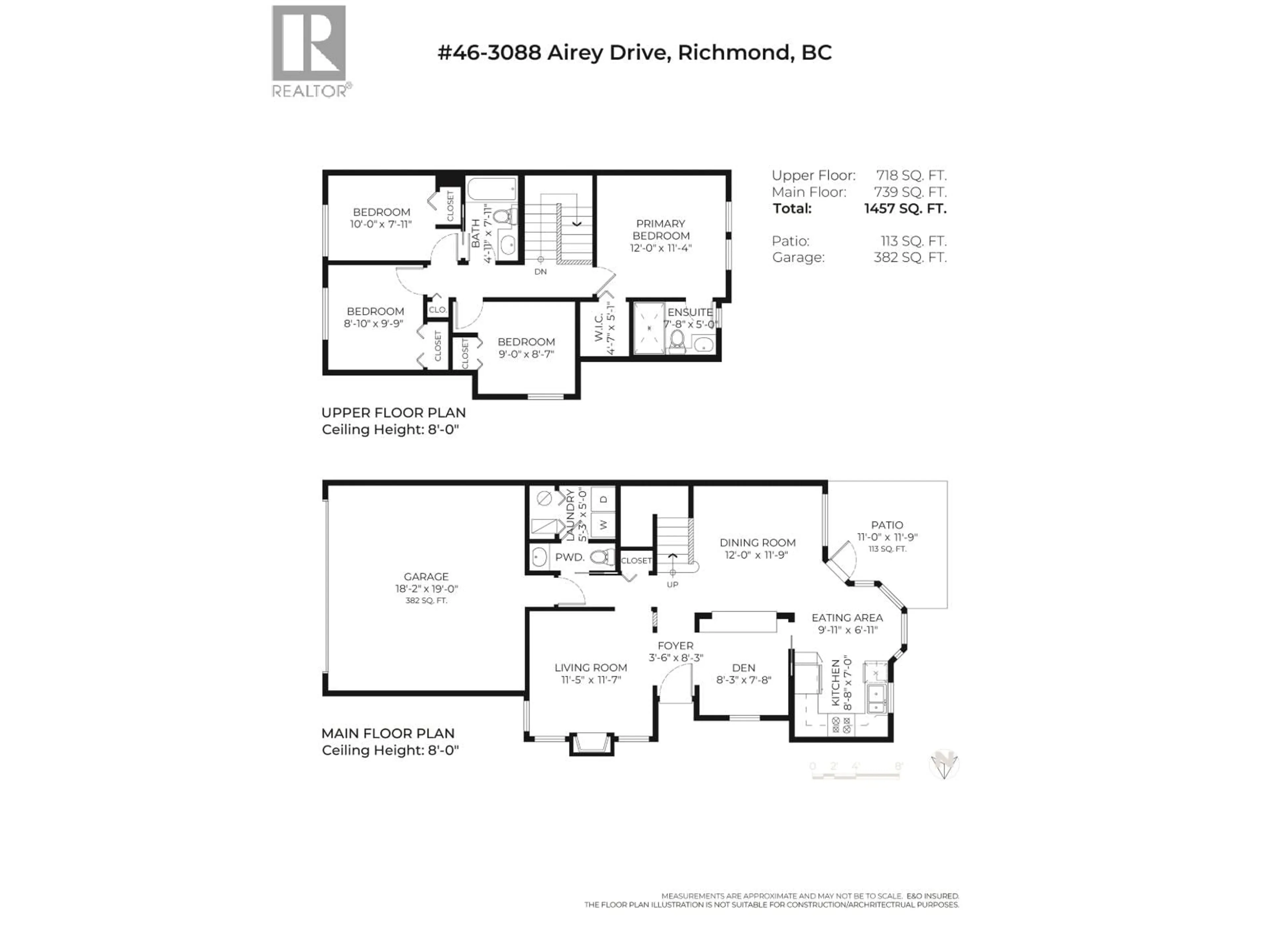 Floor plan for 46 - 3088 AIREY DRIVE, Richmond British Columbia V6X4A3