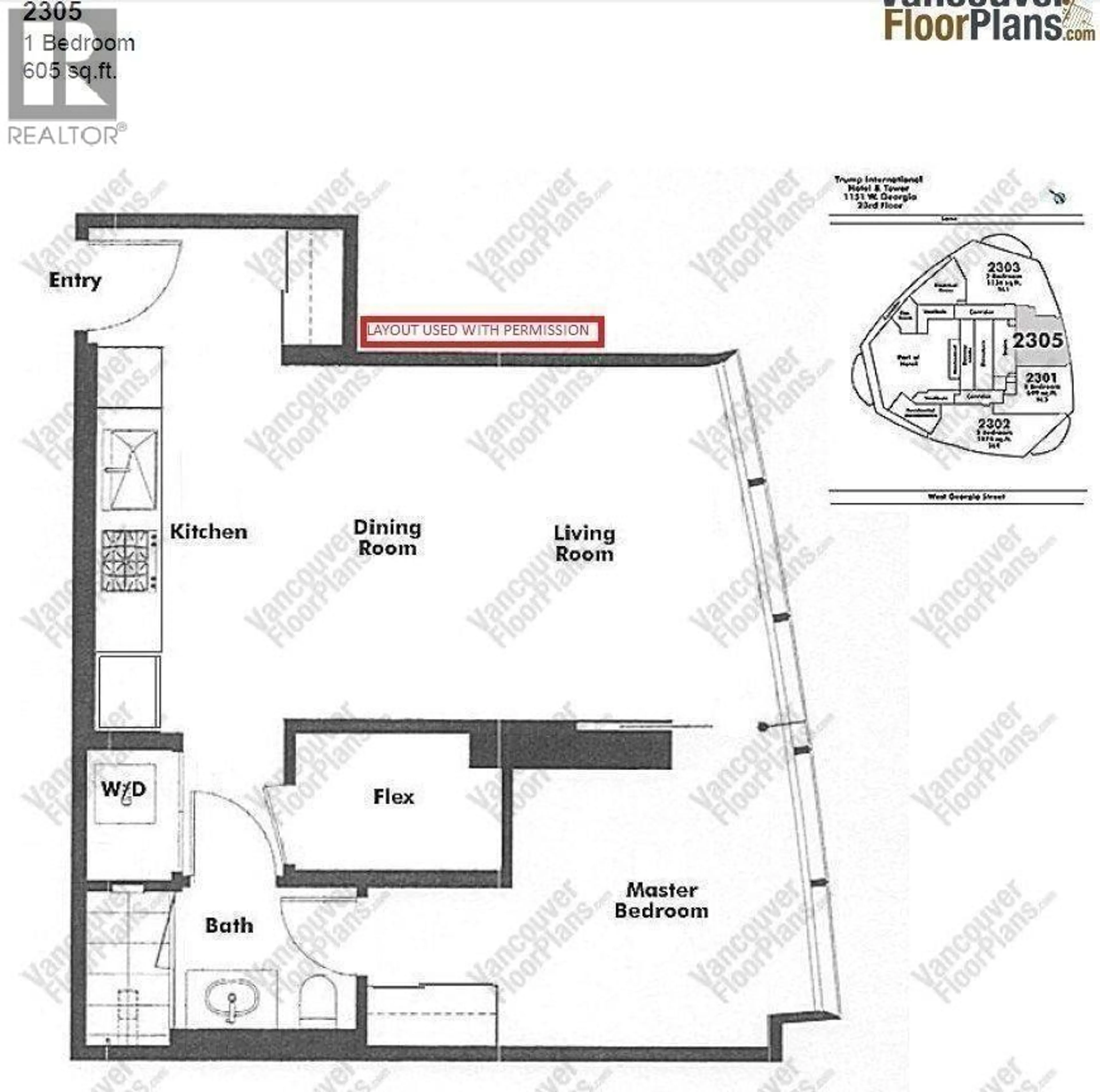 Floor plan for 2305 - 1151 GEORGIA STREET, Vancouver British Columbia V6E0B3