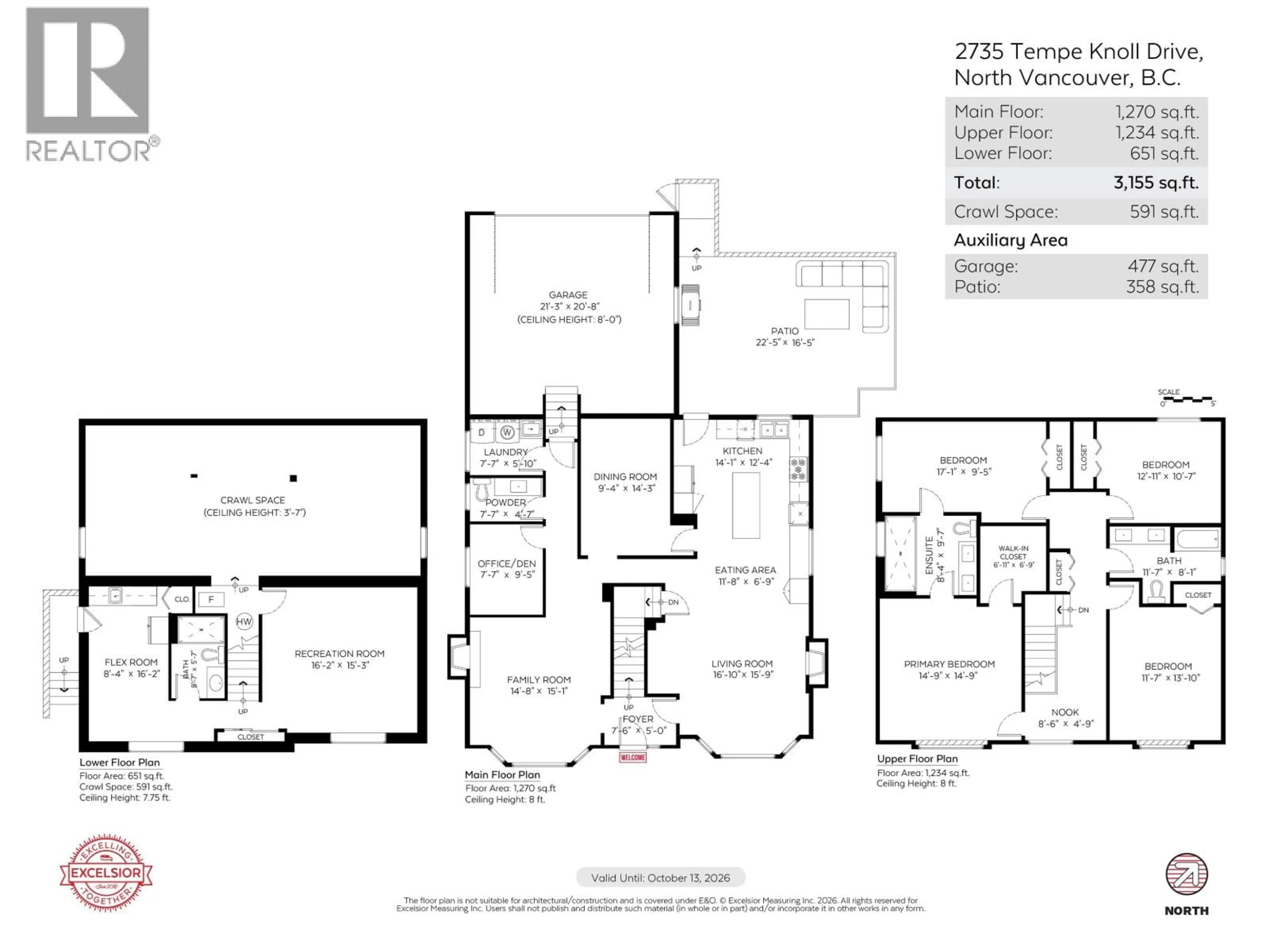 Floor plan for 2735 TEMPE KNOLL DRIVE, North Vancouver British Columbia V7N4K4