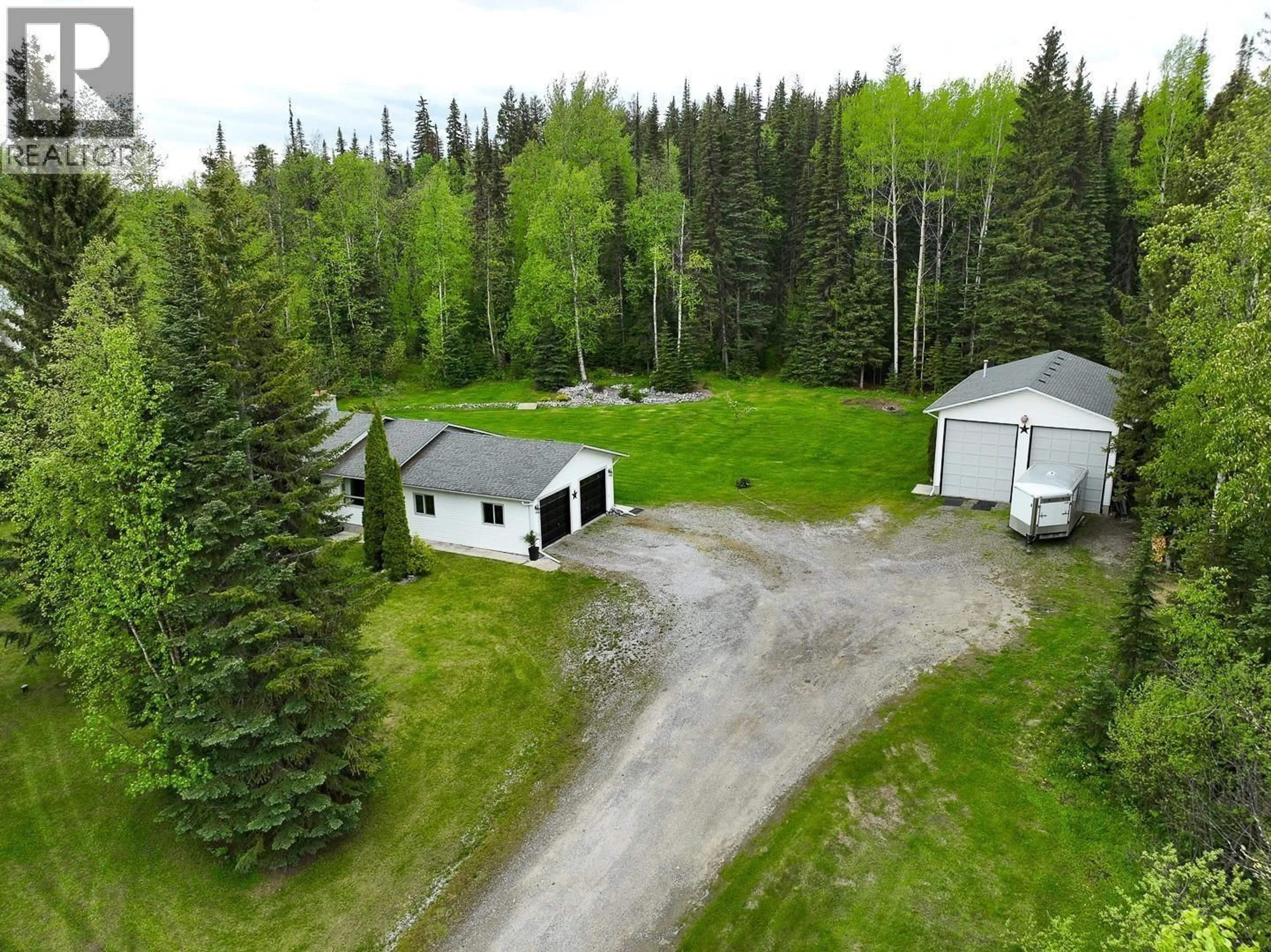 A pic from outside/outdoor area/front of a property/back of a property/a pic from drone, forest/trees view for 9951 BELMONT ROAD, Prince George British Columbia V2K5T9