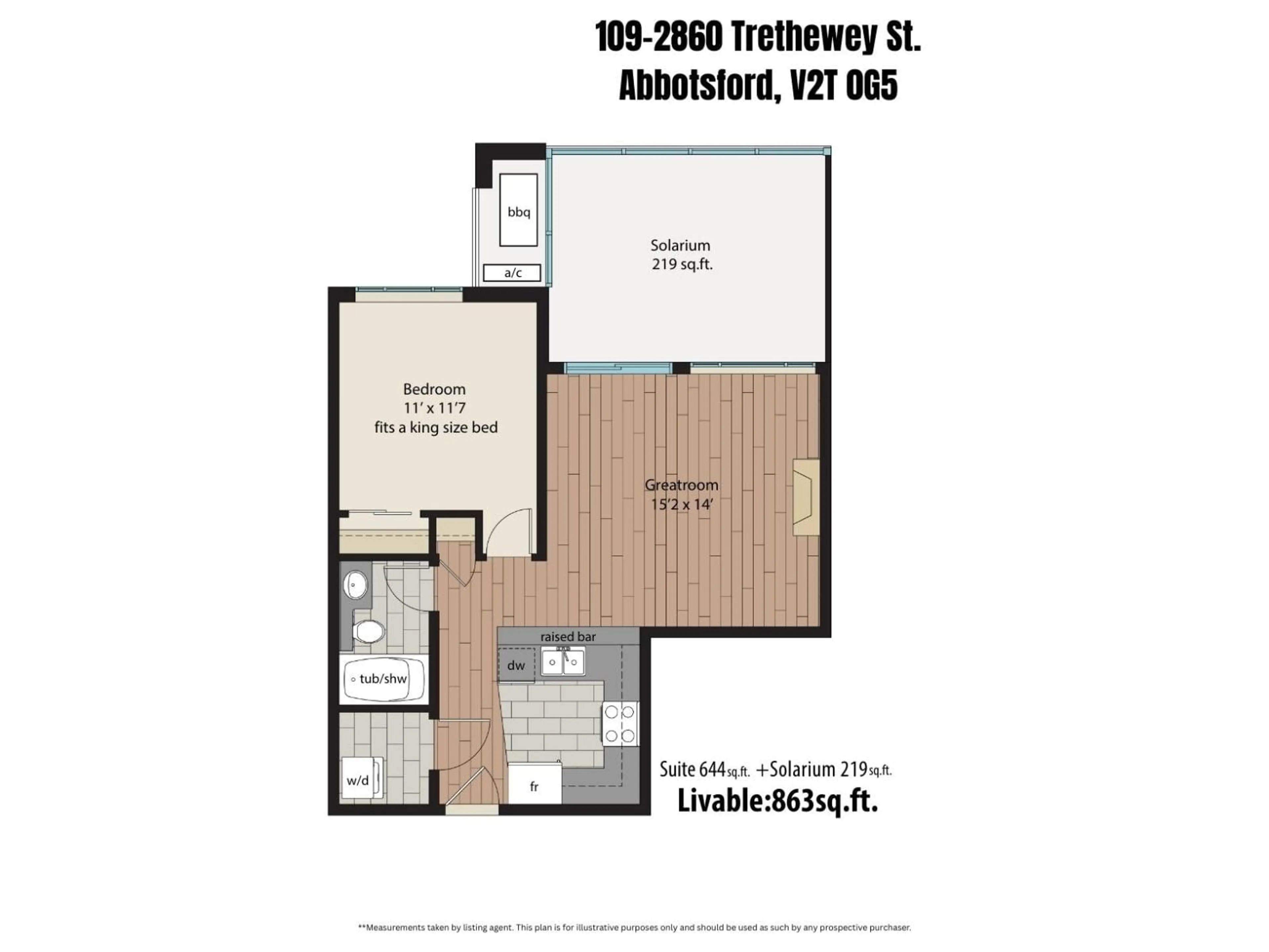 Floor plan for 109 - 2860 TRETHEWEY STREET, Abbotsford British Columbia V2T0G5