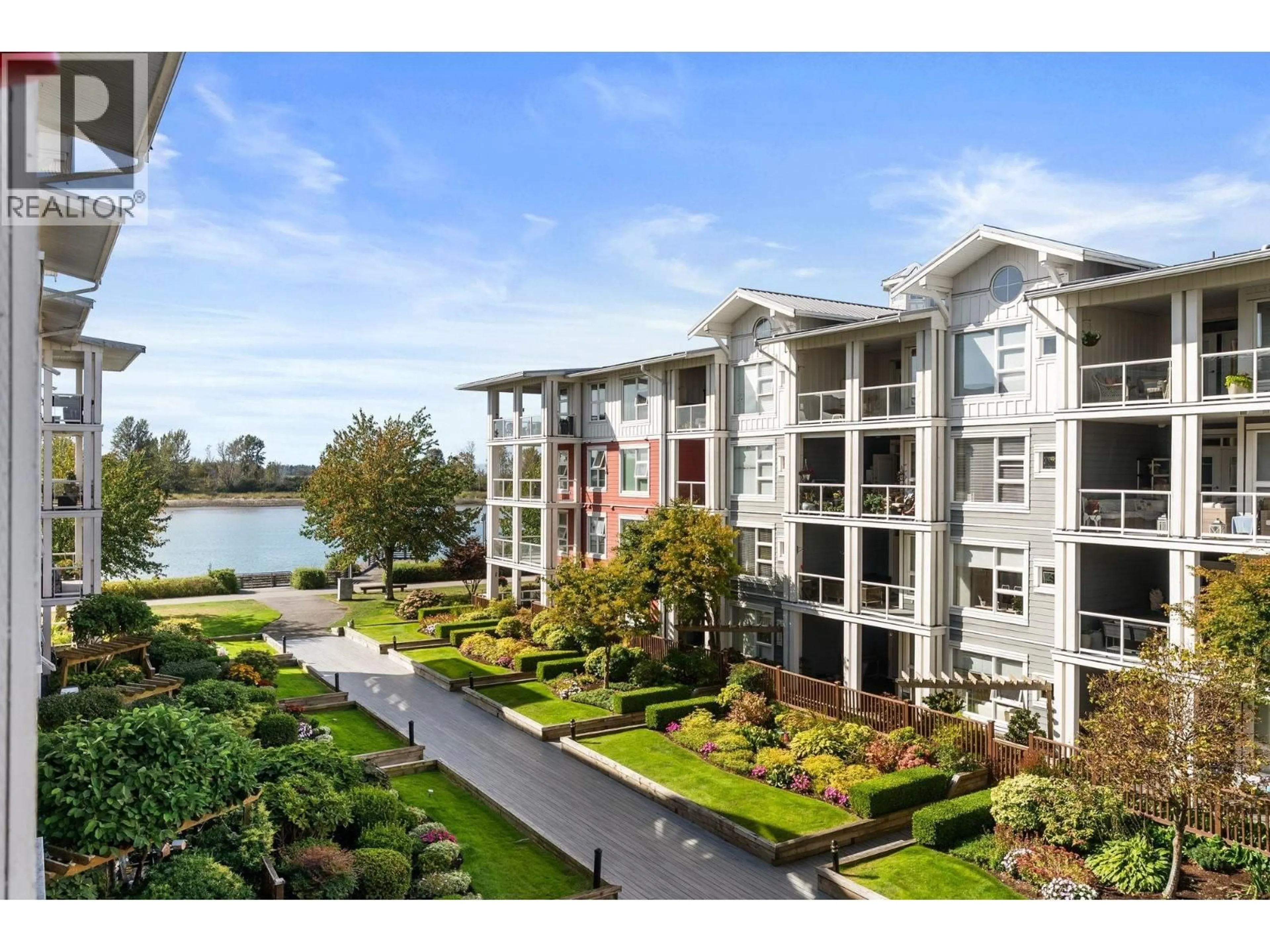 A pic from outside/outdoor area/front of a property/back of a property/a pic from drone, water/lake/river/ocean view for 315 - 4600 WESTWATER DRIVE, Richmond British Columbia V7E6S2