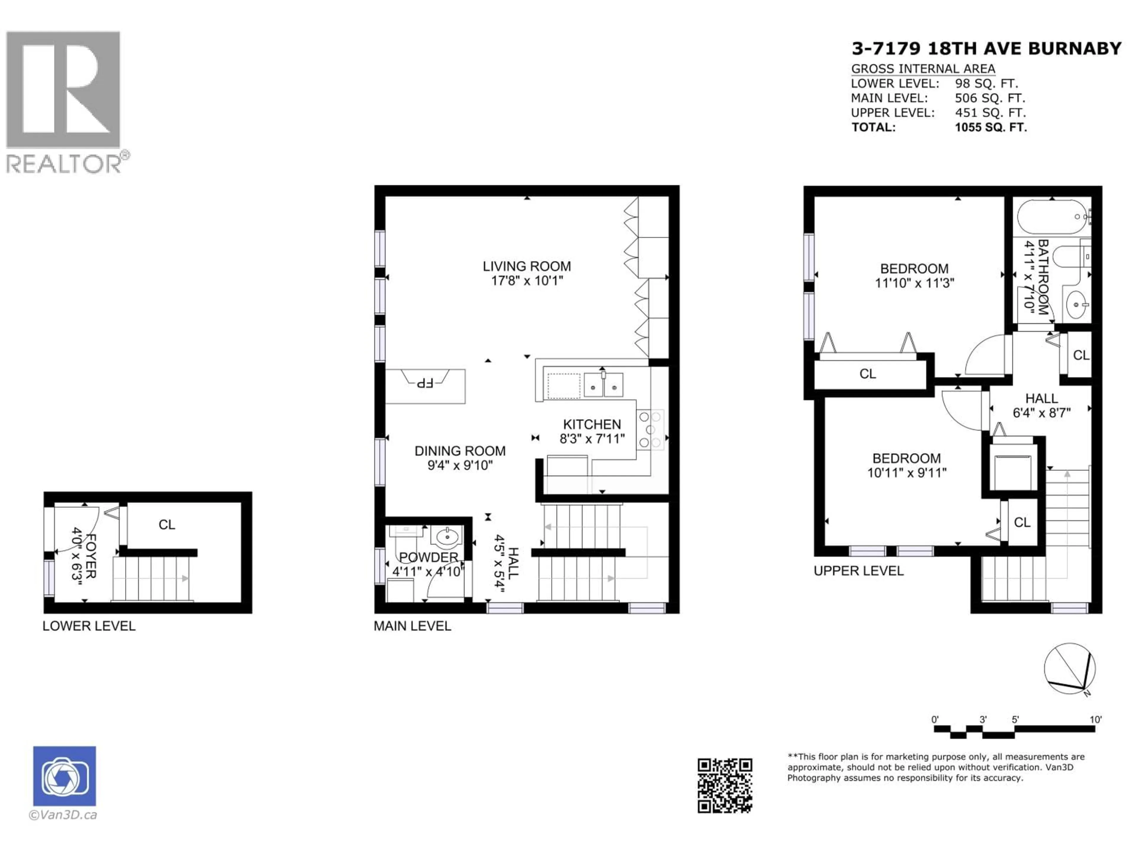 Floor plan for 3 - 7179 18TH AVENUE, Burnaby British Columbia V3N1H2