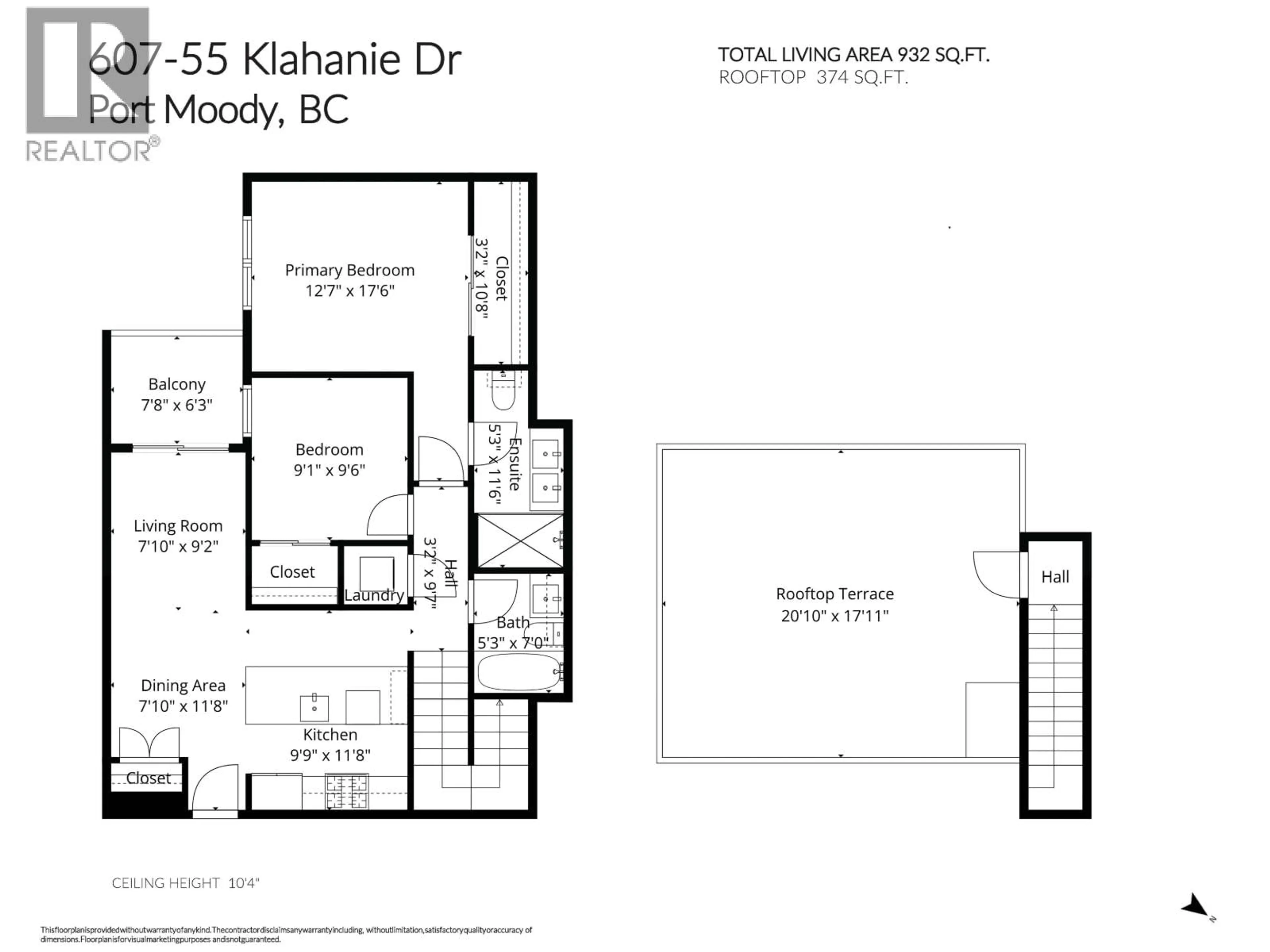 Floor plan for 607 - 55 KLAHANIE DRIVE, Port Moody British Columbia V3H0M9