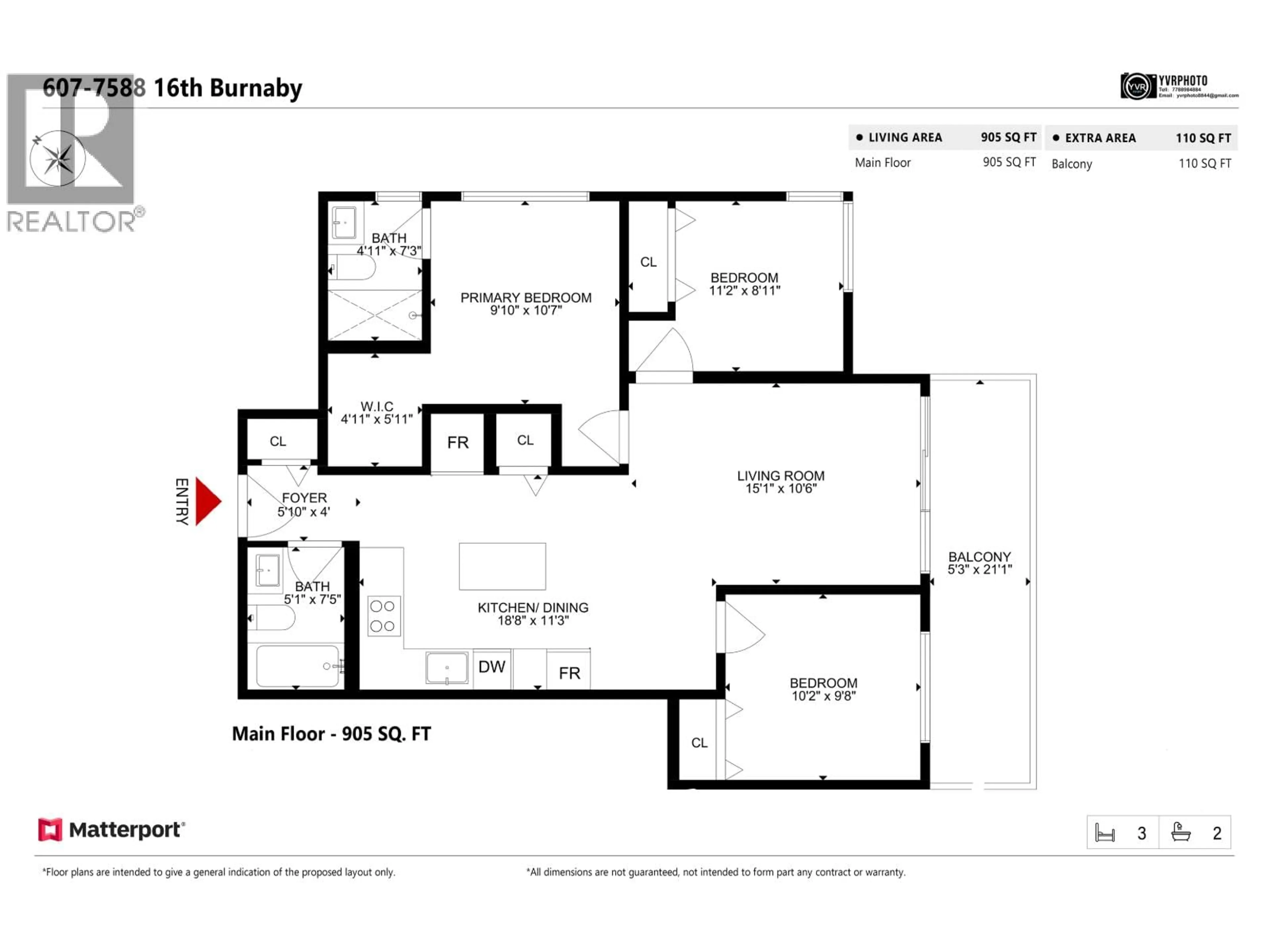 Floor plan for 607 - 7588 16TH STREET, Burnaby British Columbia V3N0H8