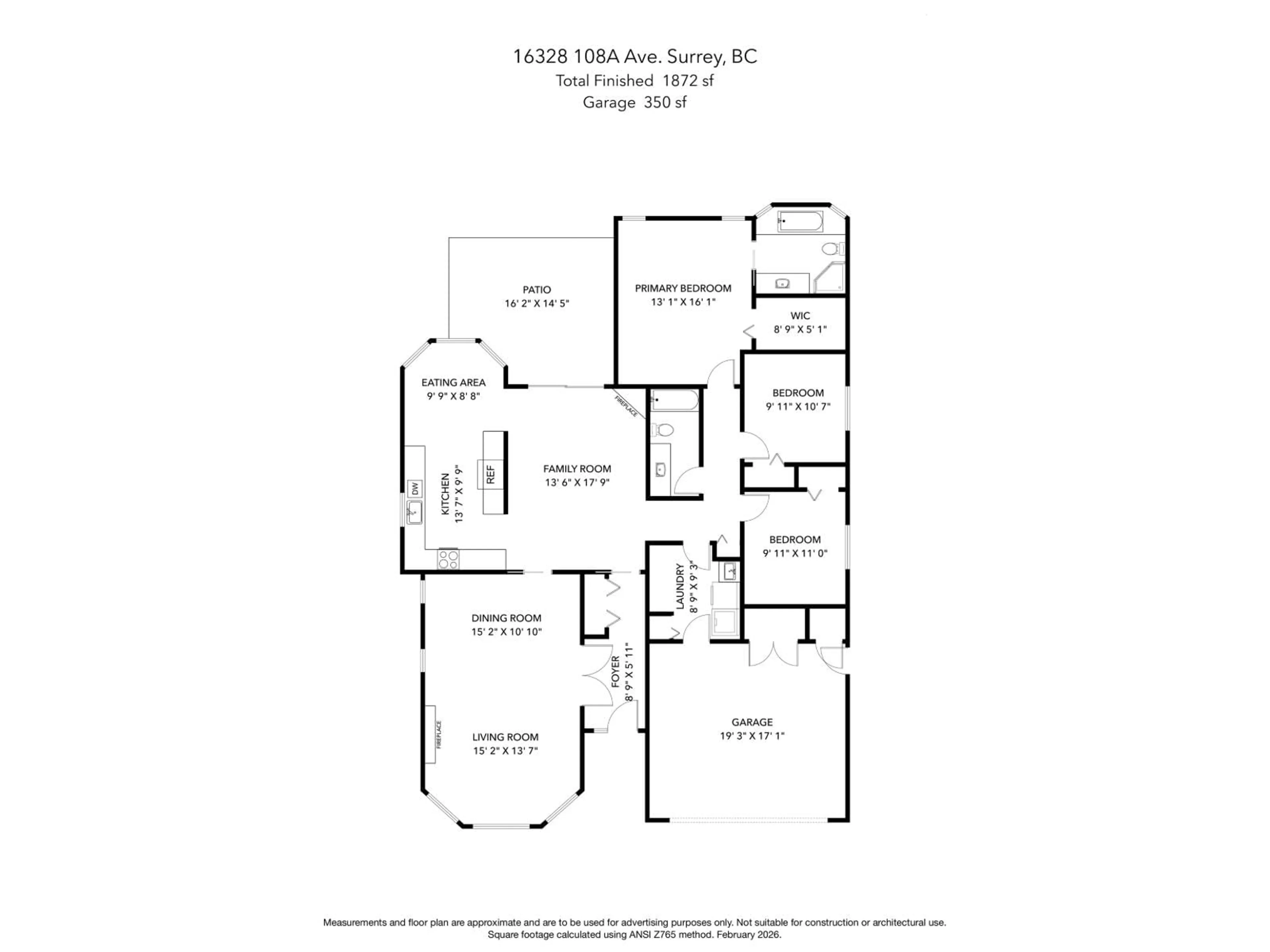Floor plan for 16328 108A AVENUE, Surrey British Columbia V4N1N8