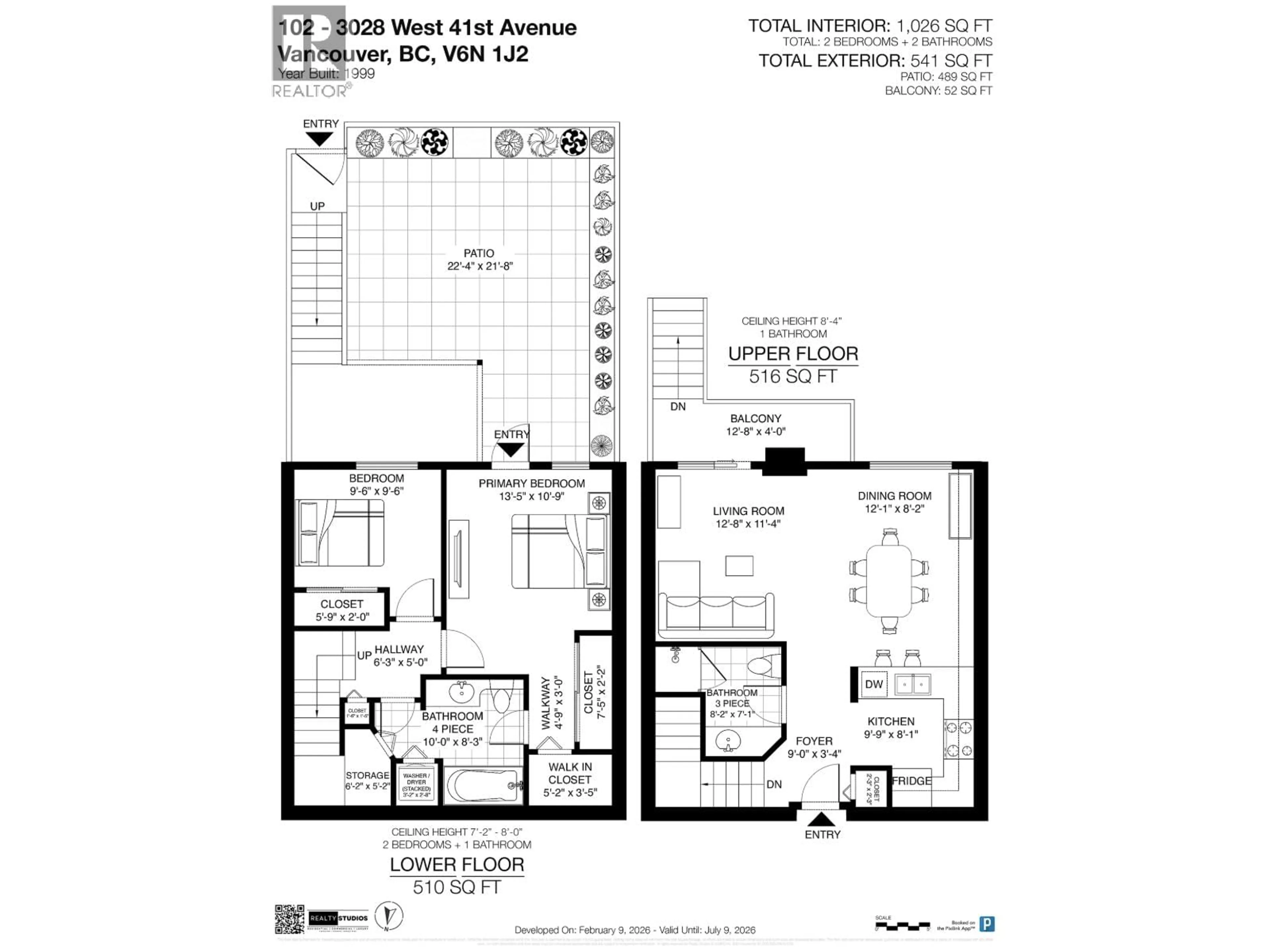 Floor plan for 102 - 3028 41ST AVENUE, Vancouver British Columbia V6N3C9