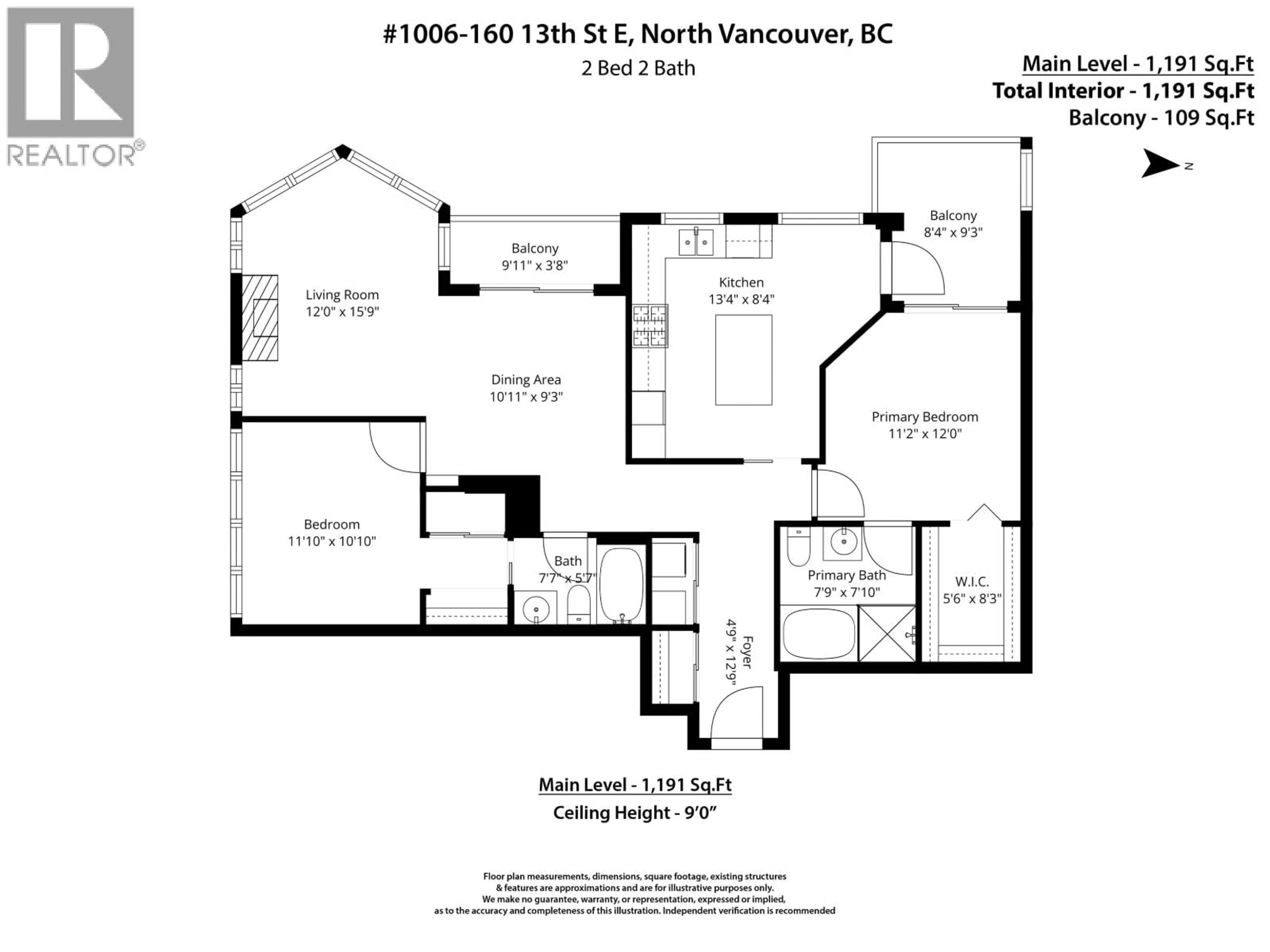 Floor plan for 1006 - 160 13TH STREET, North Vancouver British Columbia V7L2L5