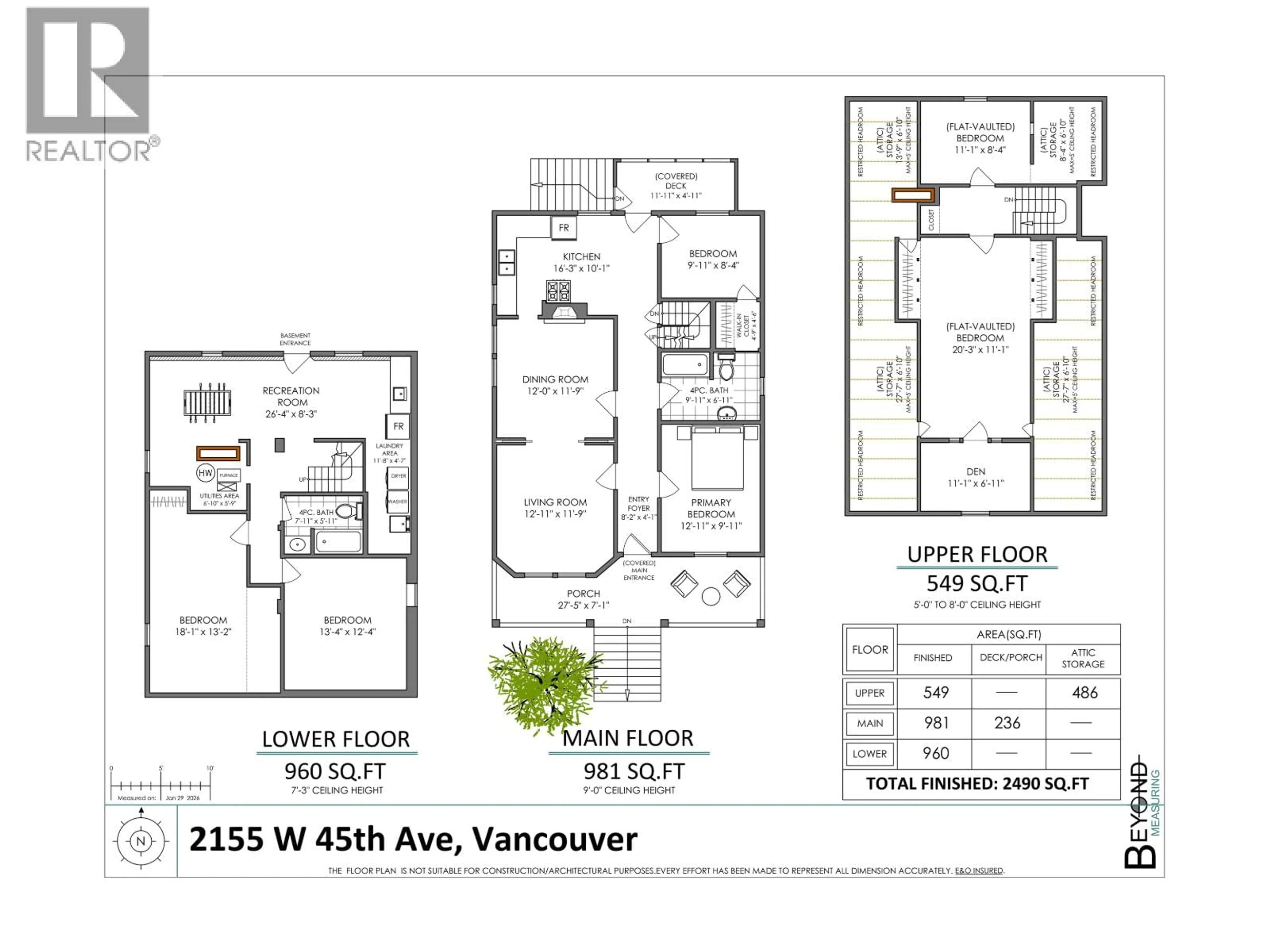 Floor plan for 2155 45TH AVENUE, Vancouver British Columbia V6M2J2