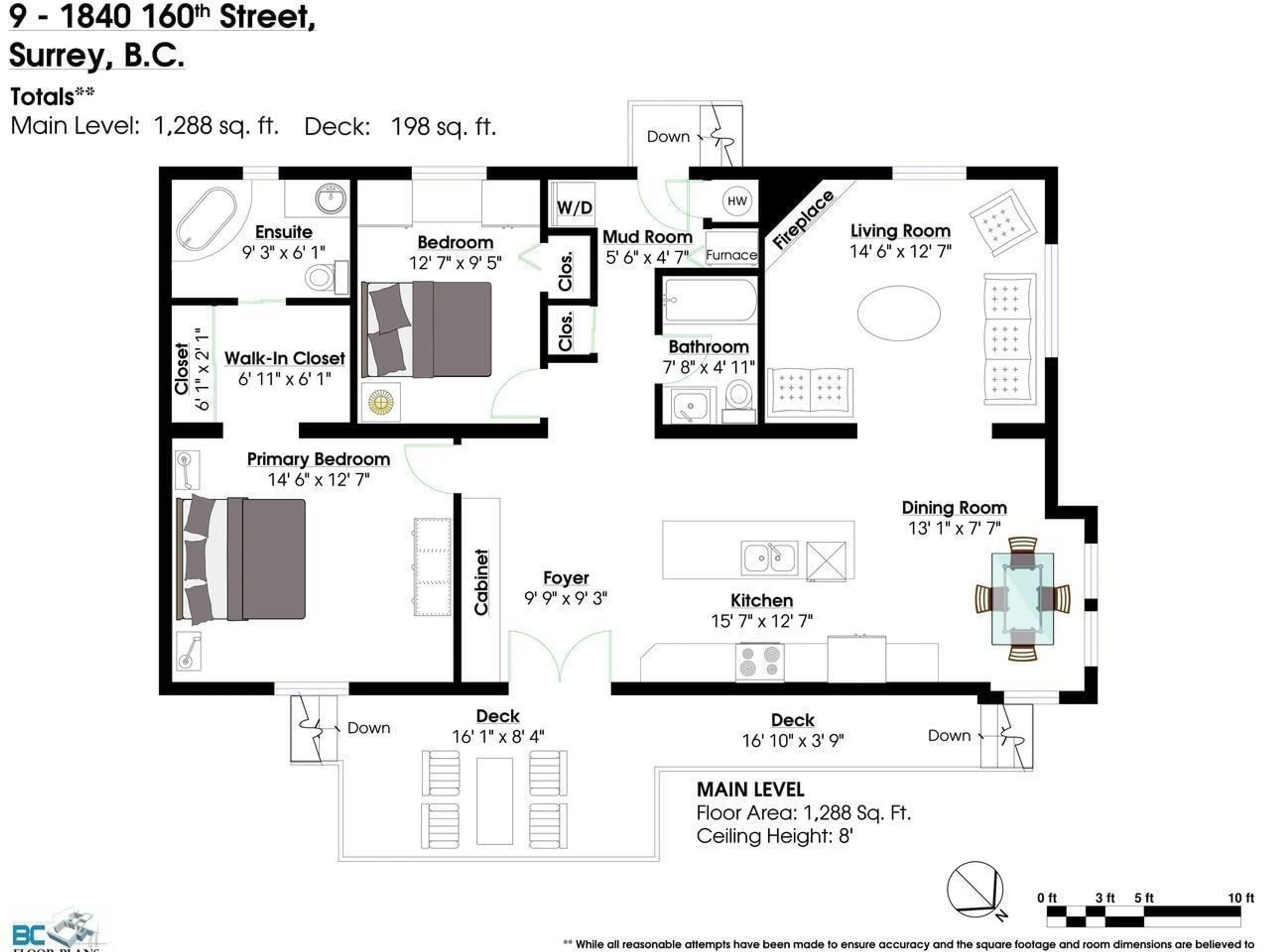 Floor plan for 9 - 1840 160 STREET, Surrey British Columbia V4A4X4