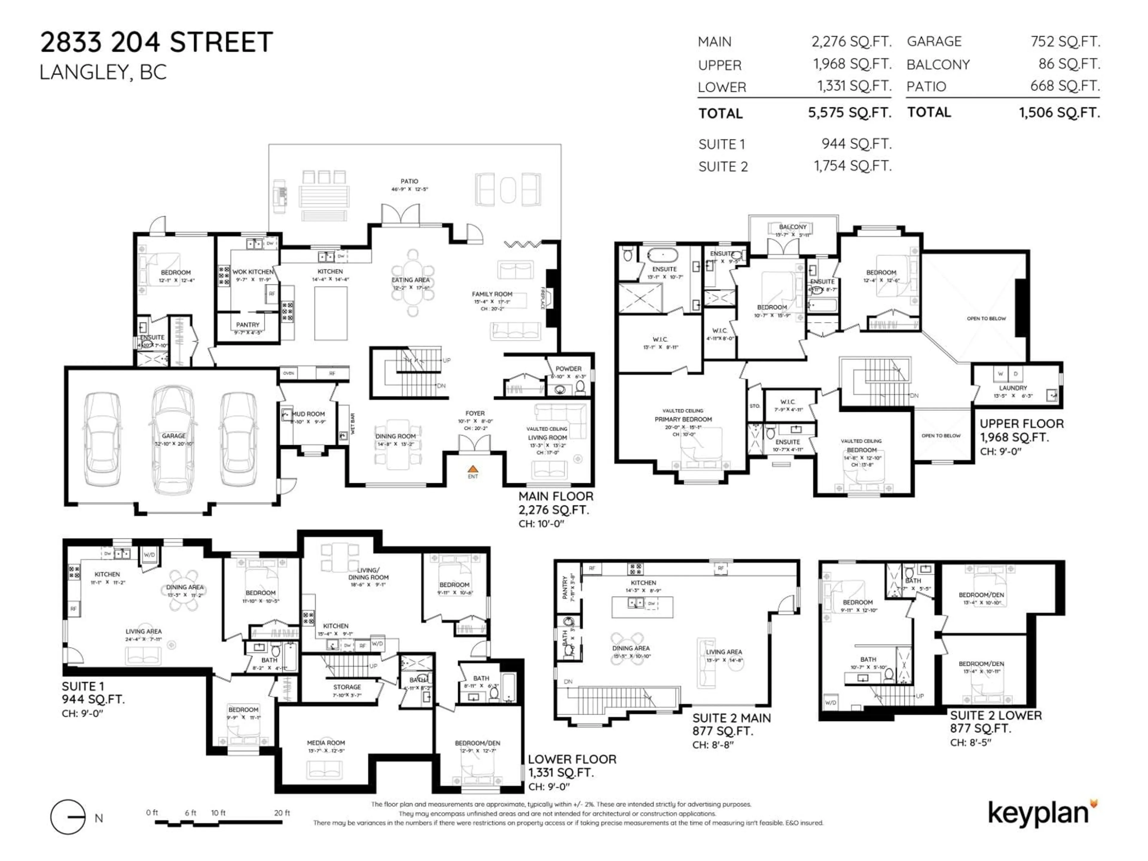 Floor plan for 2833 204 STREET, Langley British Columbia V2Z0B4