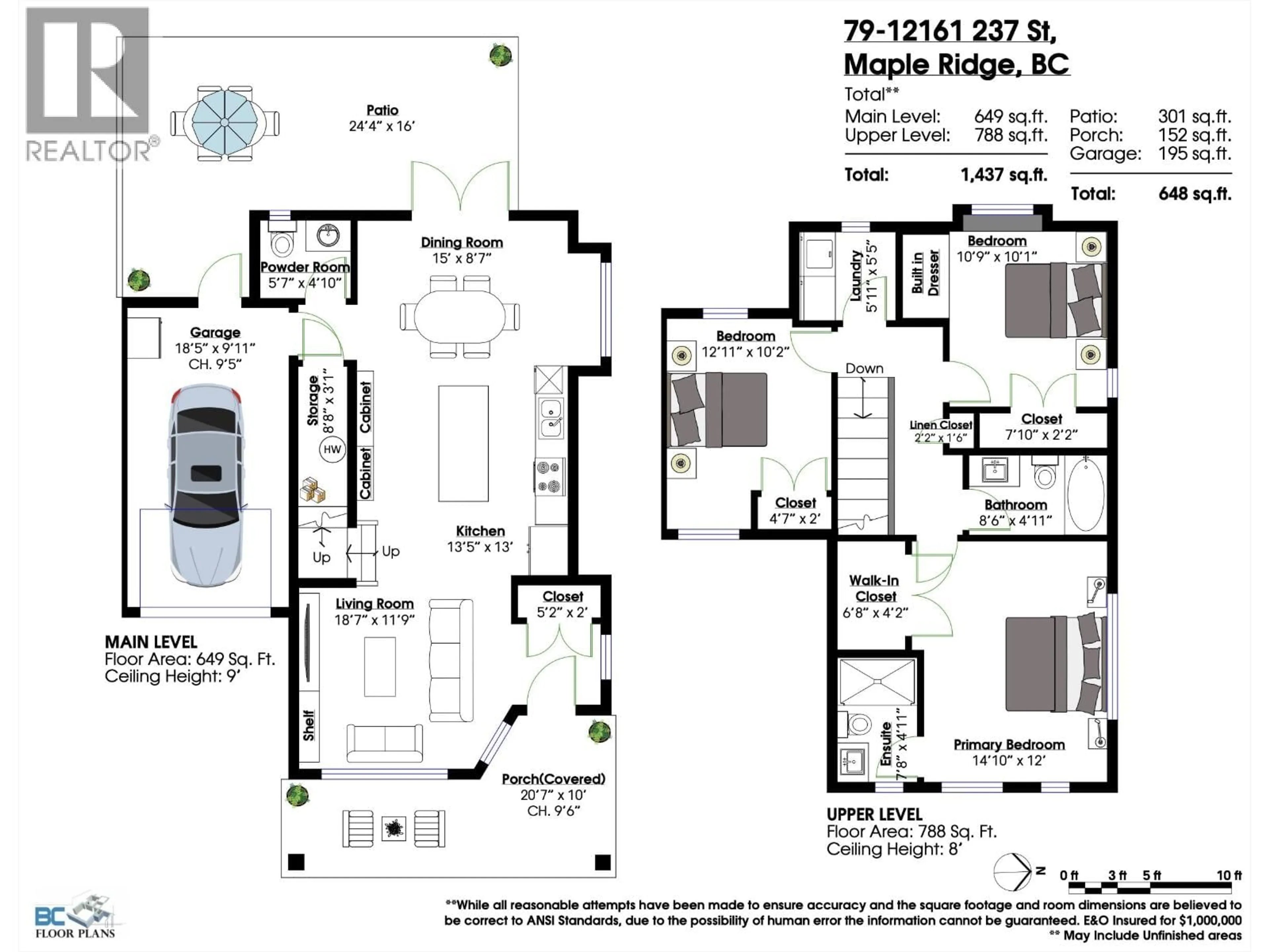 Floor plan for 79 - 12161 237 STREET, Maple Ridge British Columbia V4R0E7
