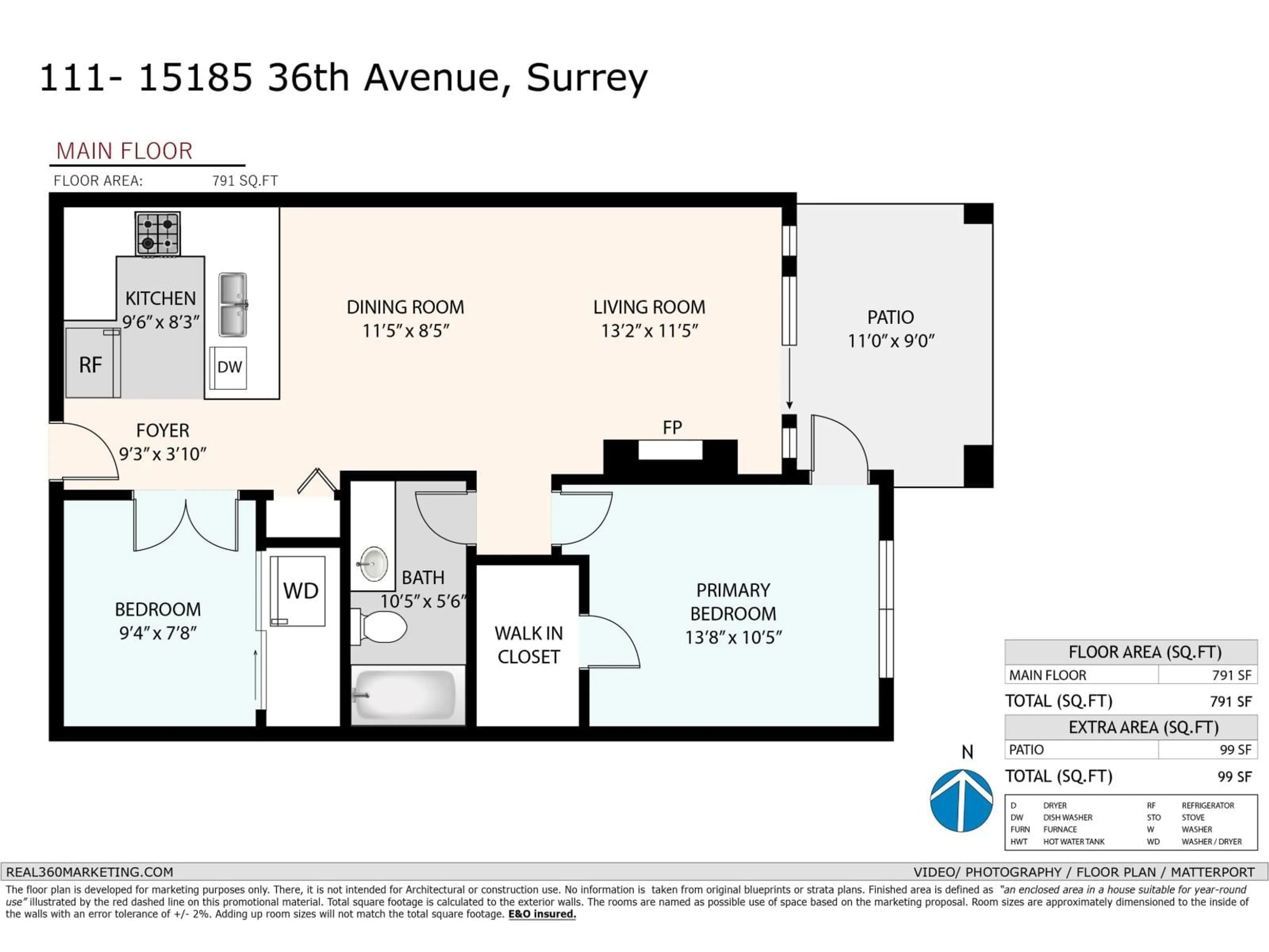 Floor plan for 111 - 15185 36 AVENUE, Surrey British Columbia V3Z4R3
