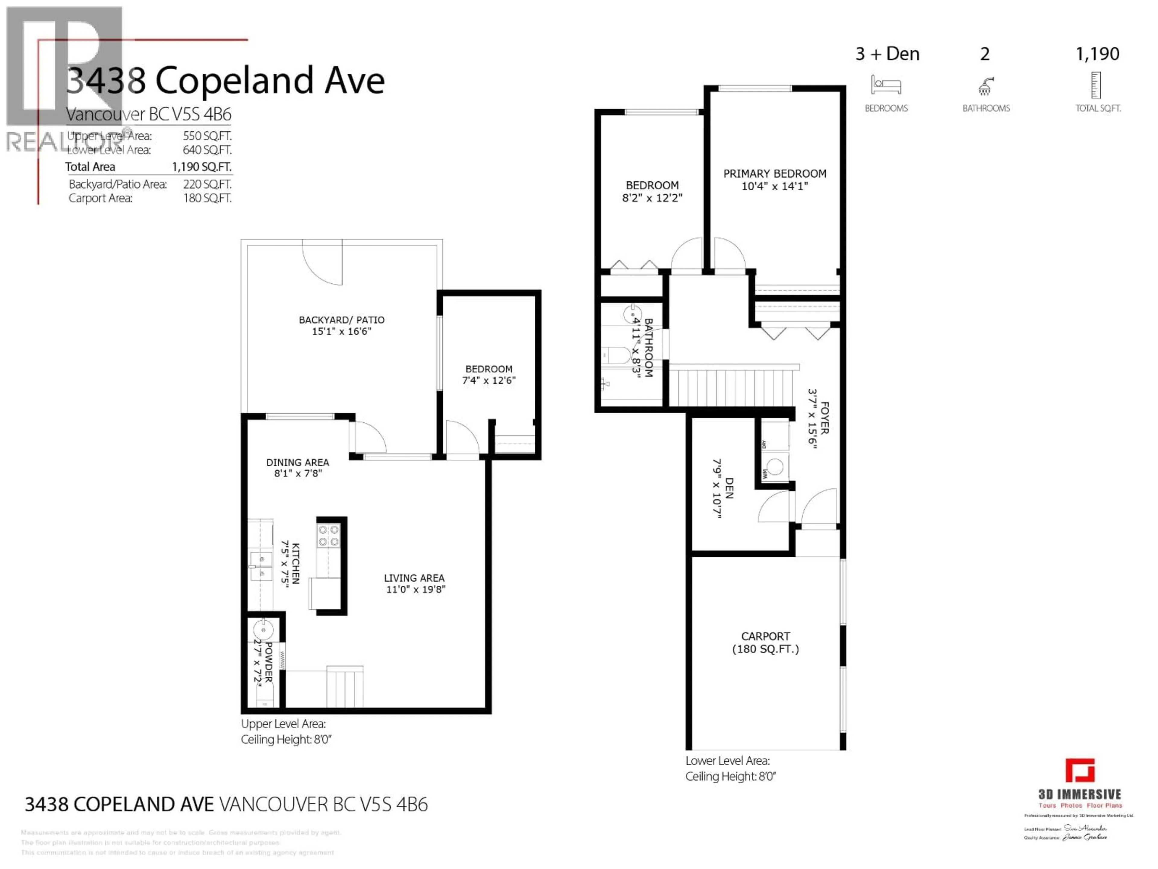 Floor plan for 3438 COPELAND AVENUE, Vancouver British Columbia V5S4B6