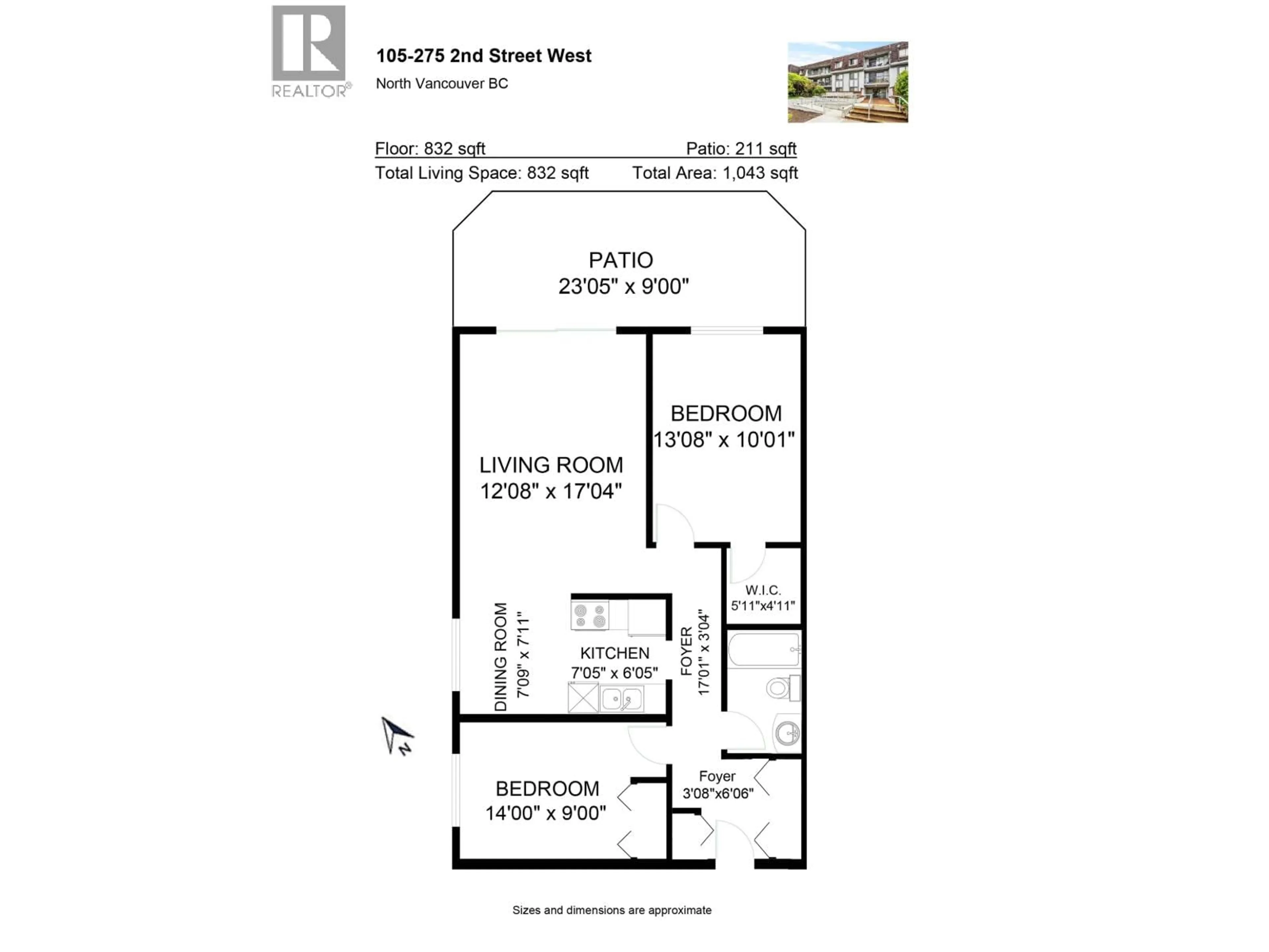 Floor plan for 105 - 275 2ND STREET, North Vancouver British Columbia V7M1C9