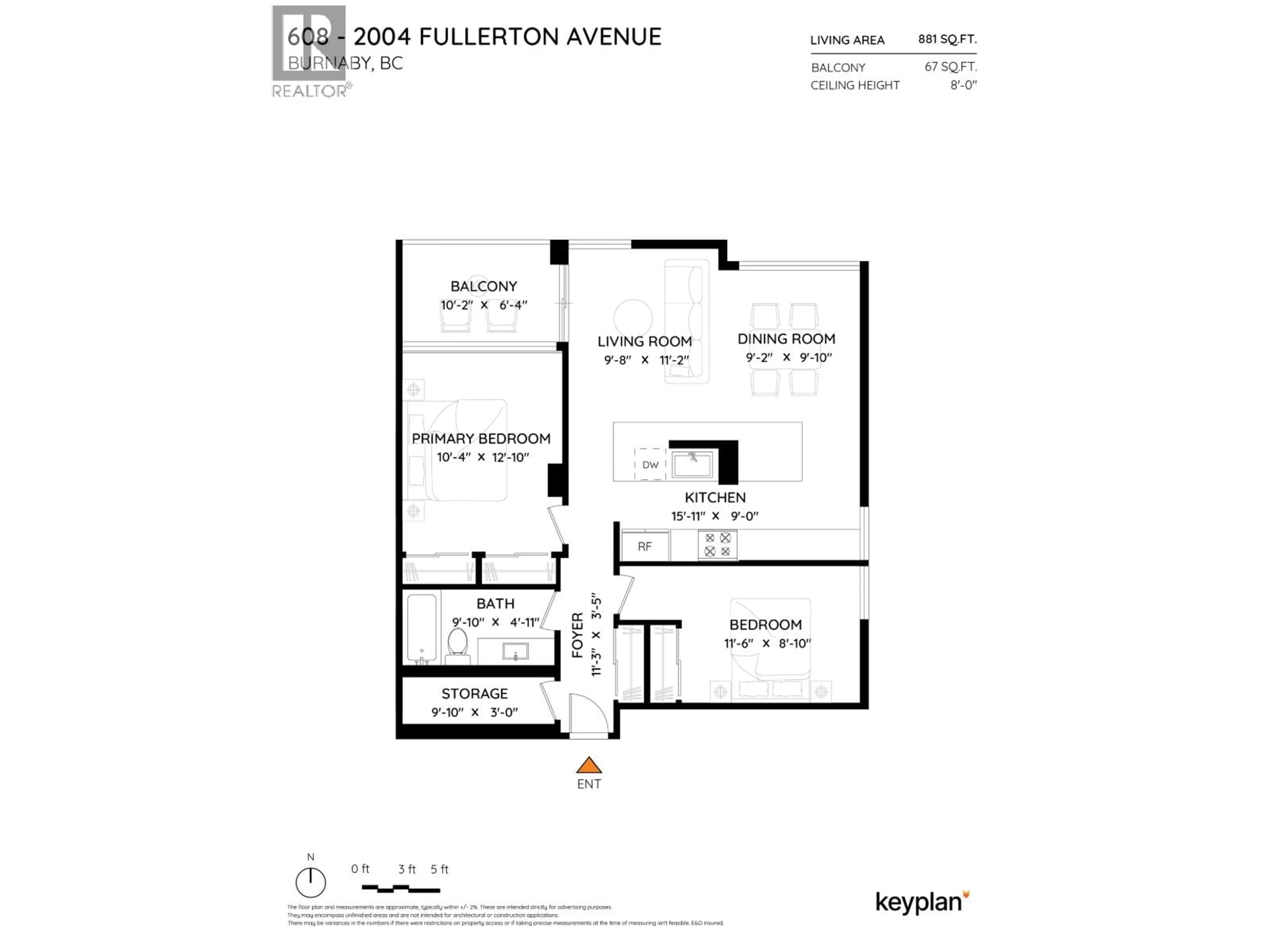 Floor plan for 608 - 2004 FULLERTON AVENUE, North Vancouver British Columbia V7P3G8
