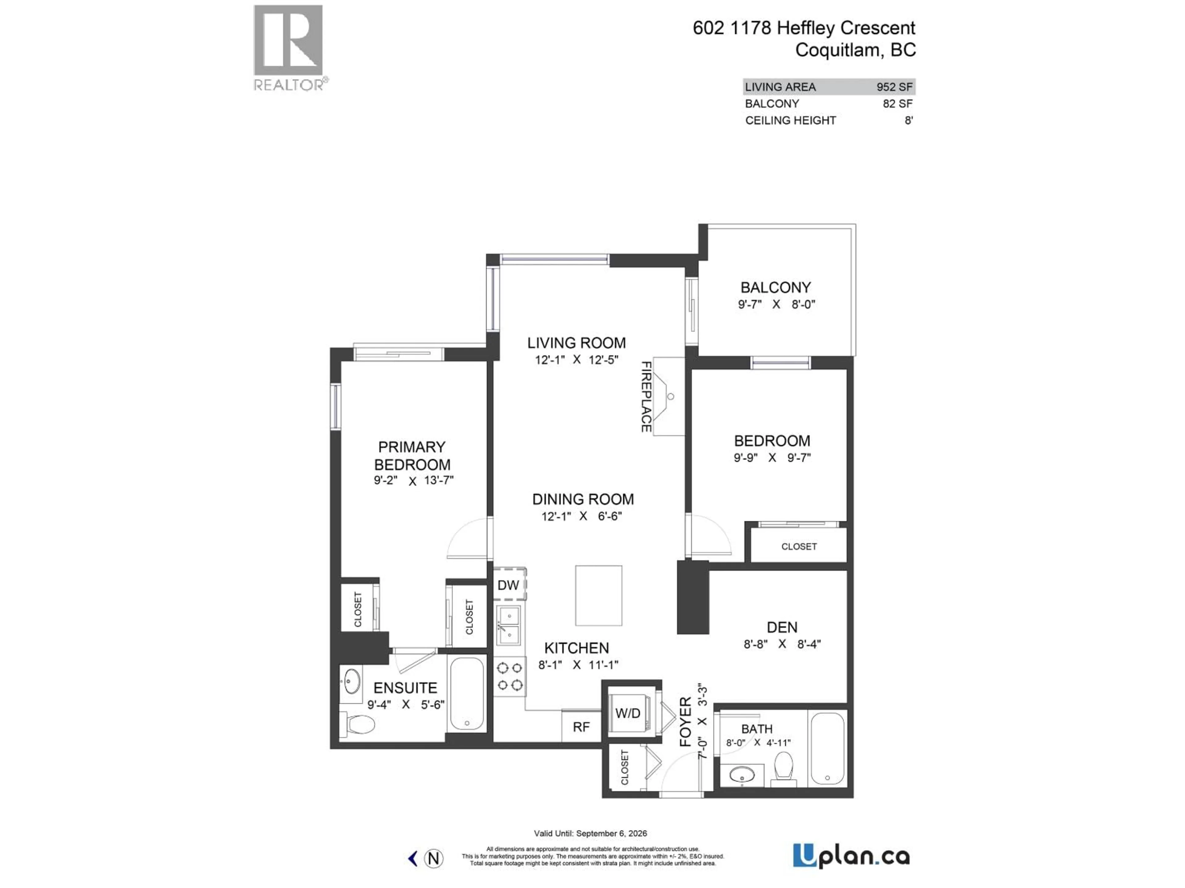 Floor plan for 602 - 1178 HEFFLEY CRESCENT, Coquitlam British Columbia V3B0A7