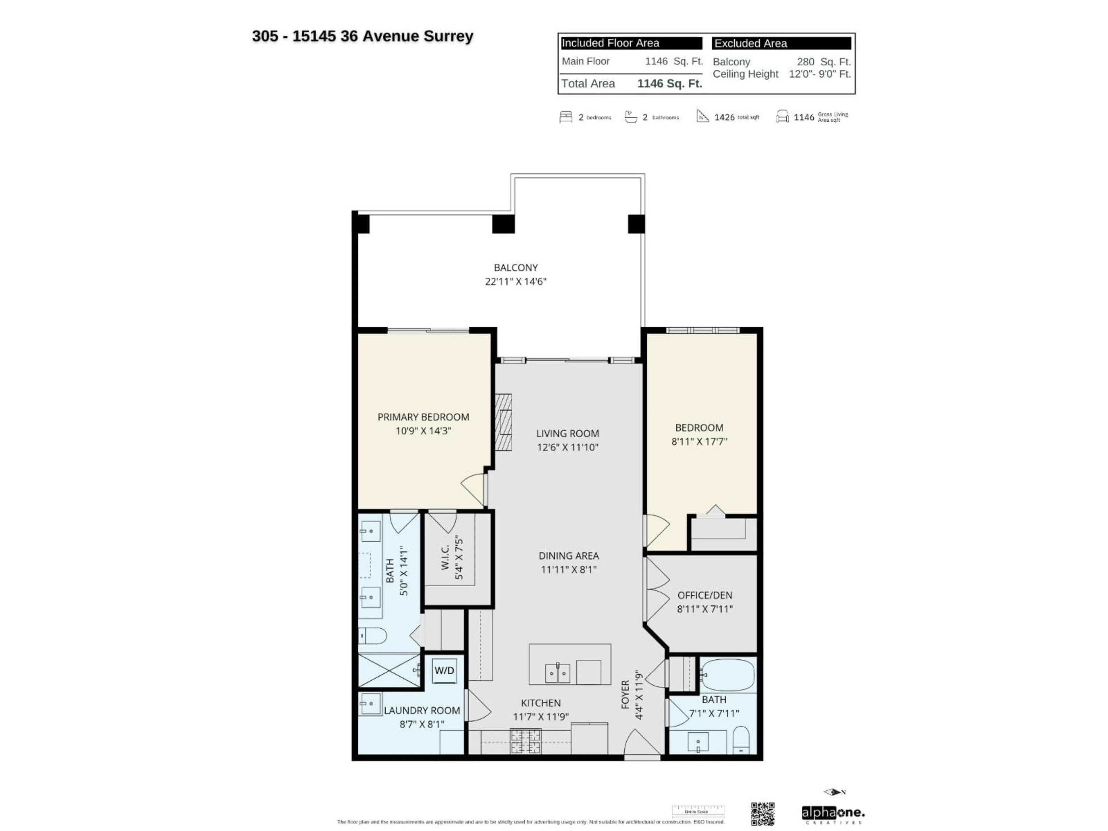 Floor plan for 305 - 15145 36 AVENUE, Surrey British Columbia V3Z4R3