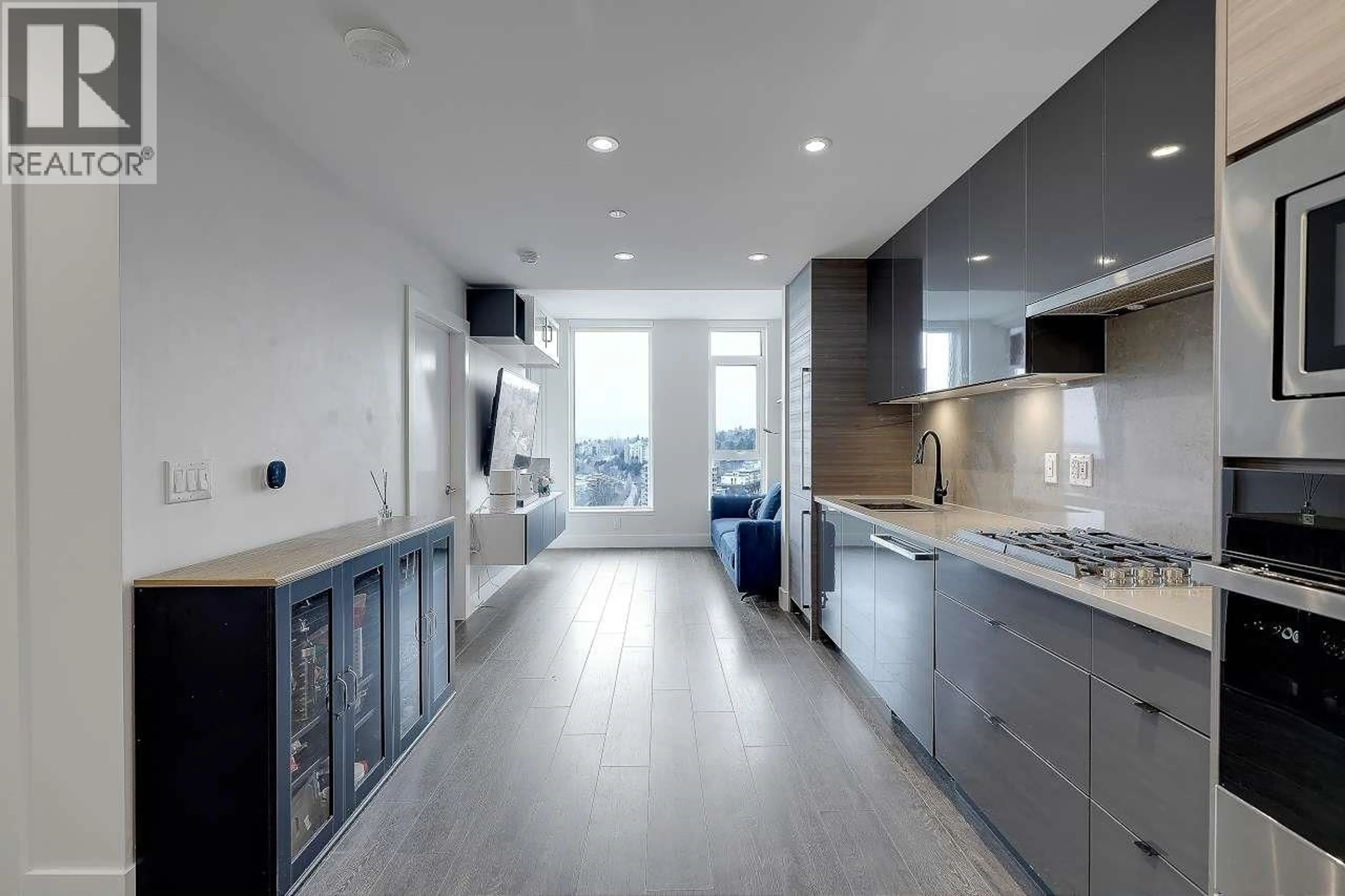 Contemporary kitchen, ceramic/tile floor for 1705 - 3438 SAWMILL CRESCENT, Vancouver British Columbia V5S0E3